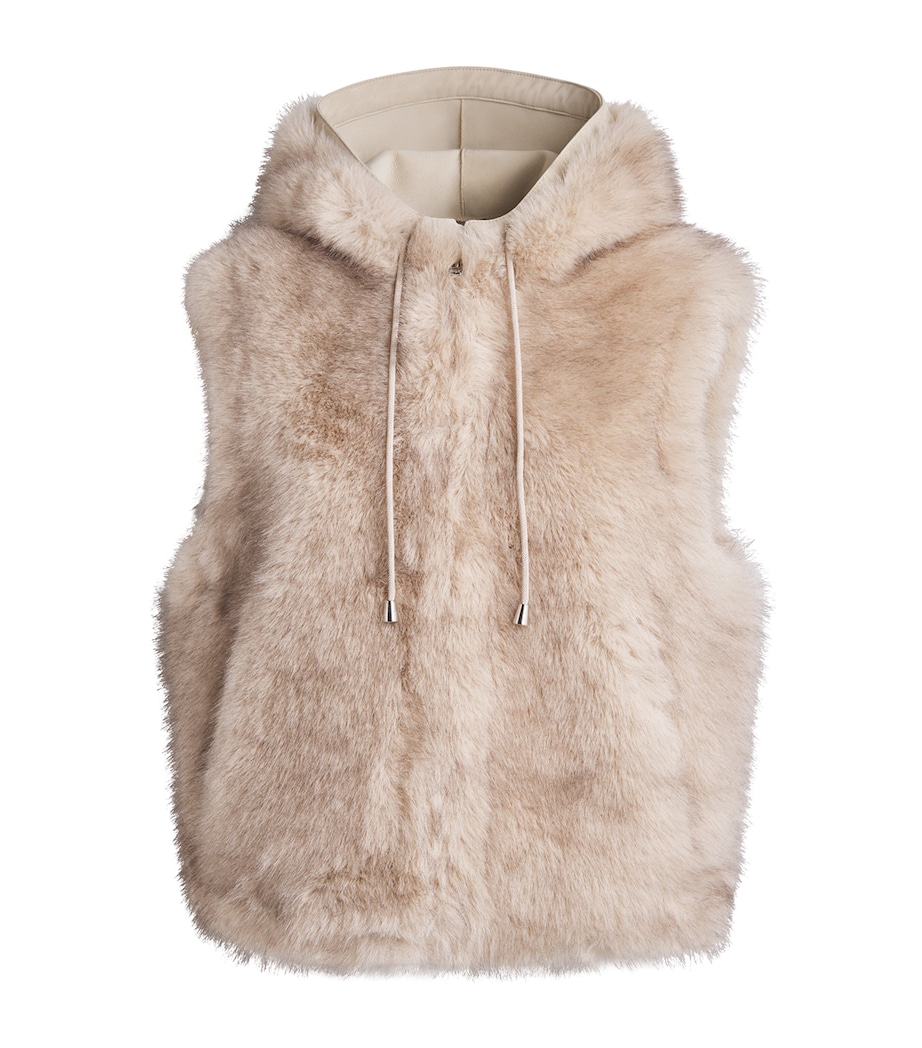 Faux Fur Hooded Gilet BEIGE Image 1