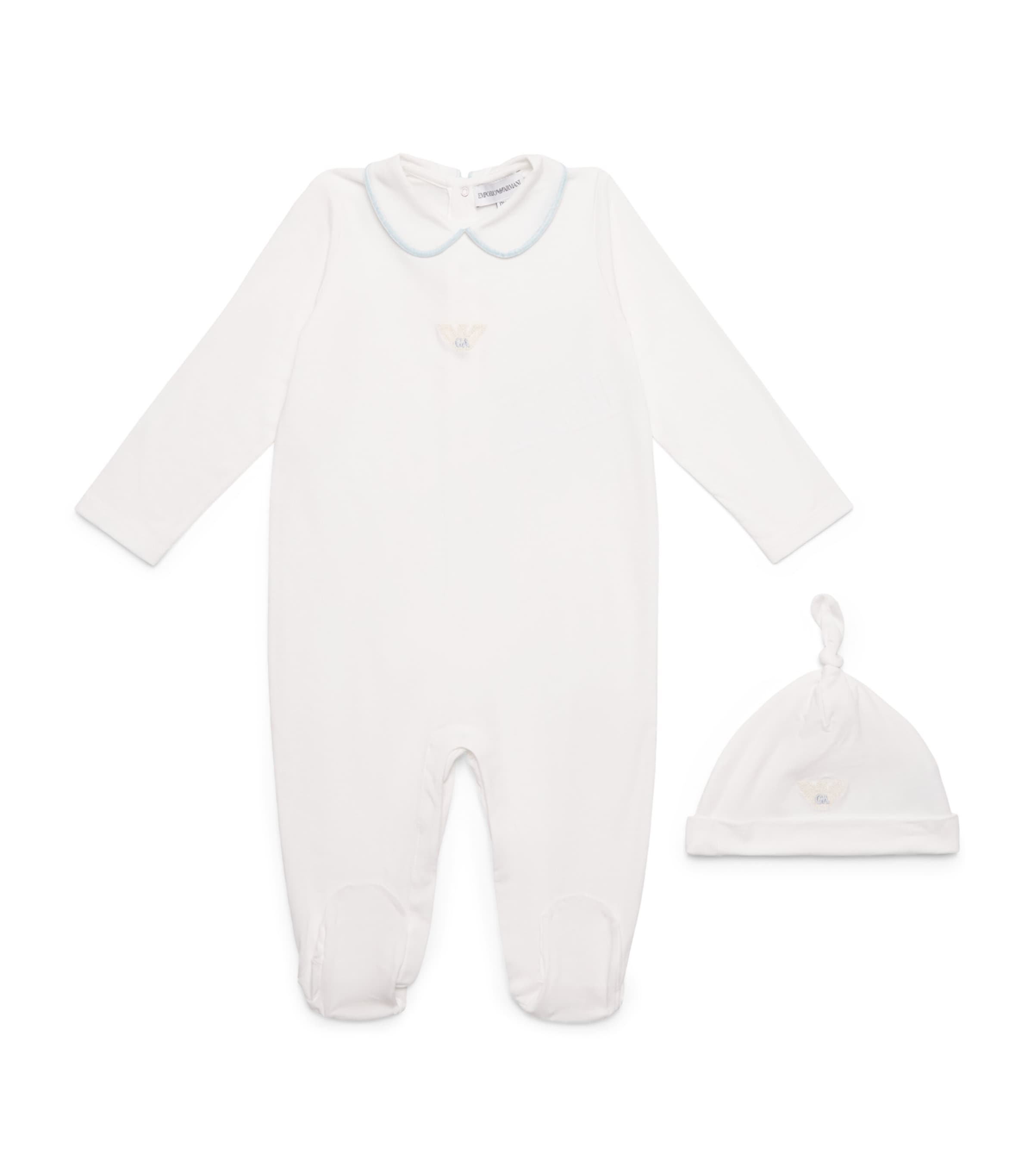 Emporio Armani Cotton All-in-one And Hat Set In White