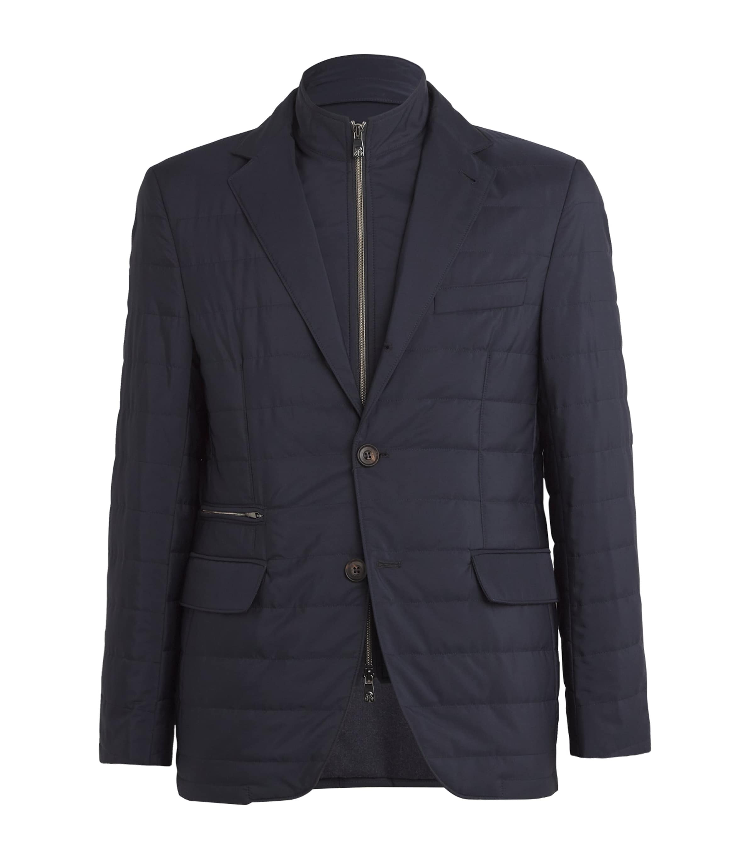 Corneliani Technical Quilted Blazer In Navy