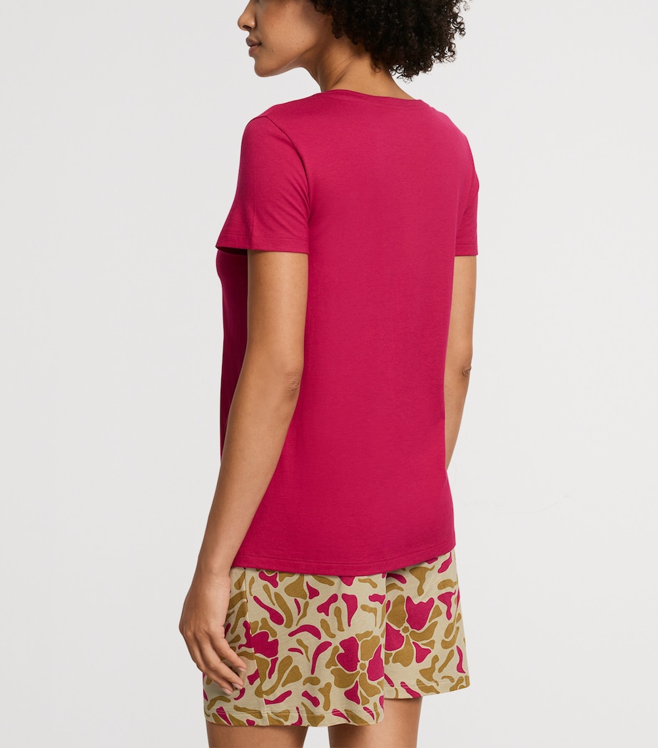 Hanro Womens Stretch-Cotton Sleep & Lounge T-Shirt Light Sangria Image 3