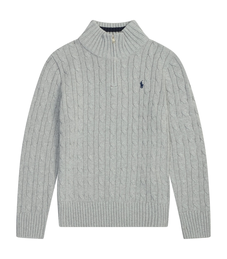 Cotton Quarter-Zip Sweater (6-14 Years) GREY Image 1