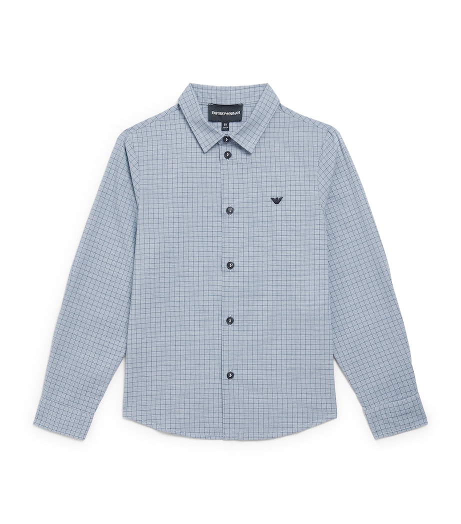 Emporio Armani Kids Cotton Check Shirt (4-14 Years) Fant.blue Image 1