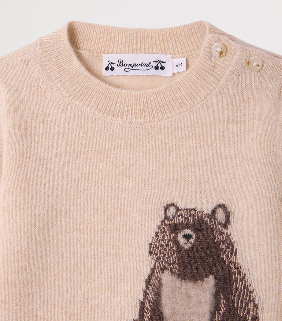 Bonpoint Cashmere Bear Jumper (6-18 Months) Beige Chine Image 3