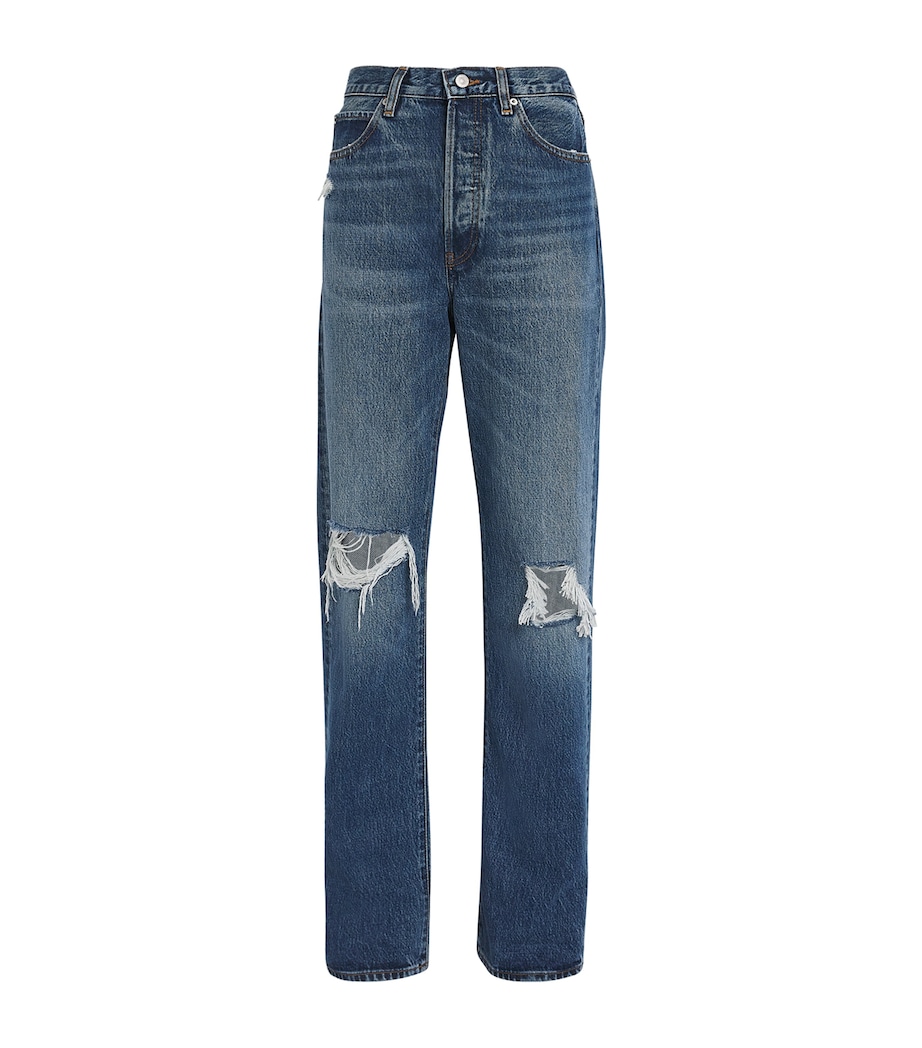 FRAME Womens Distressed The Vertical Straight Jeans Voltage Image 1