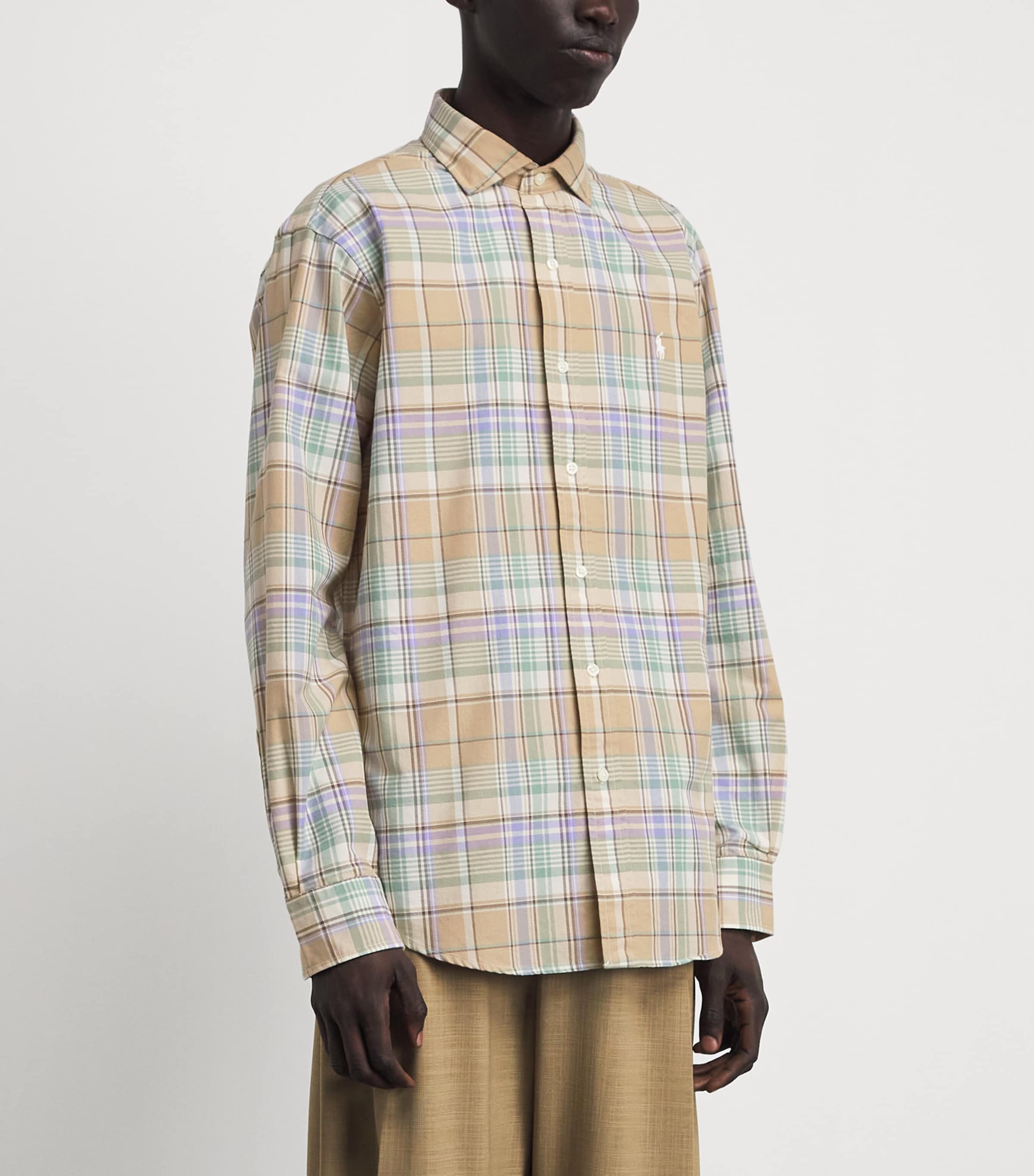 Polo Ralph Lauren Mens Cotton Check Polo Pony Shirt Khk Fd Mnt Mlt Image 4