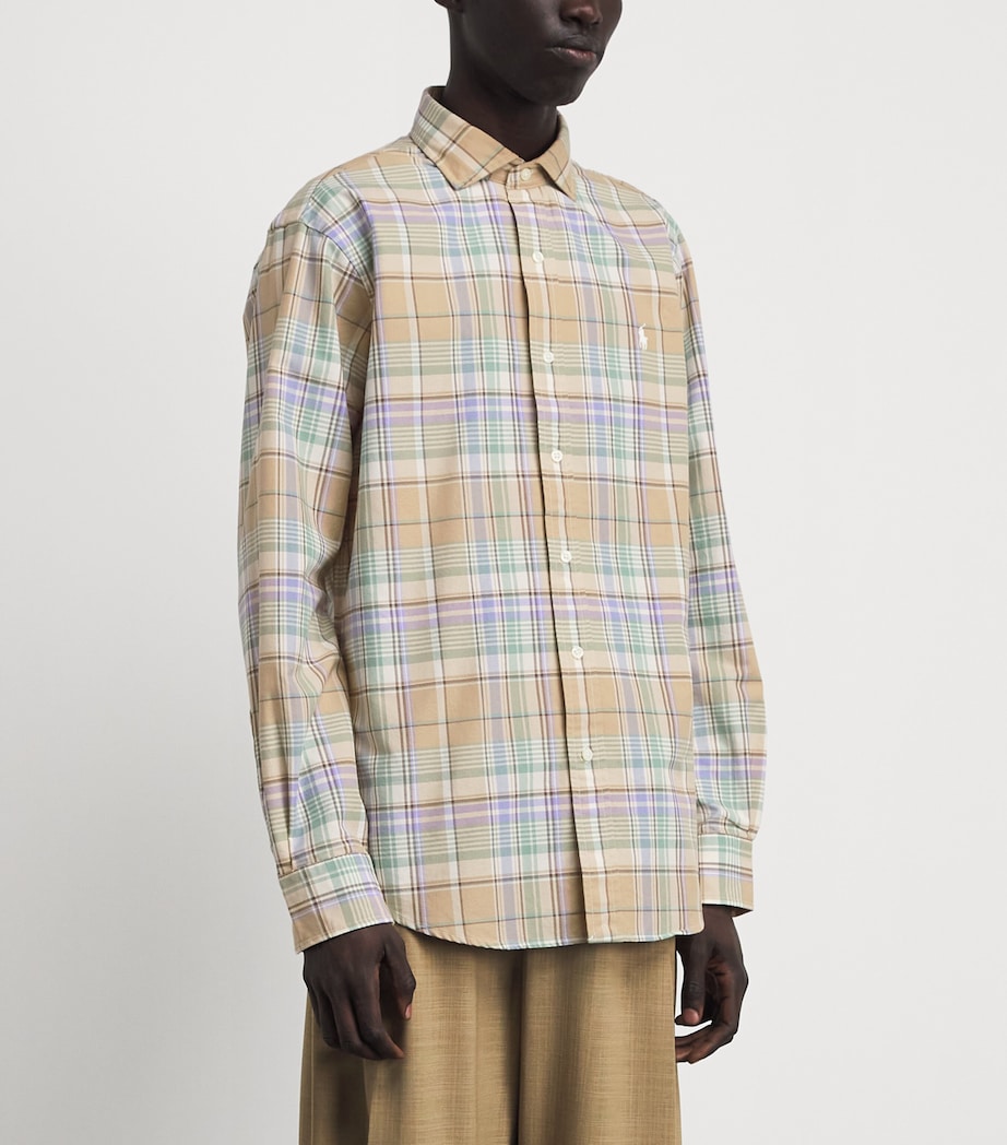Polo Ralph Lauren Mens Cotton Check Polo Pony Shirt Khk Fd Mnt Mlt Image 4