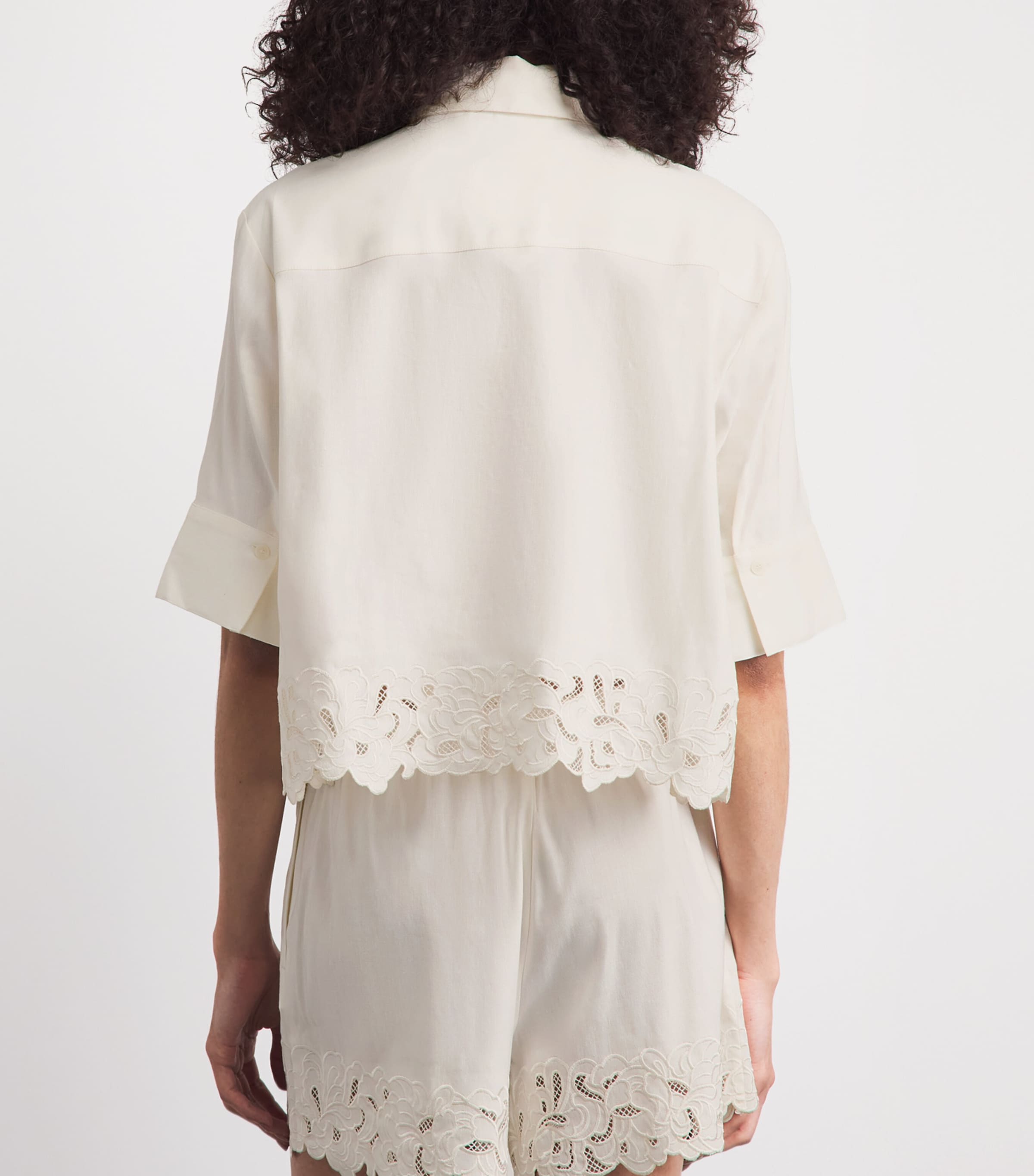 CAMILLA AND MARC Womens Linen-Blend Chara Cropped Shirt Cream Mcrm Image 5