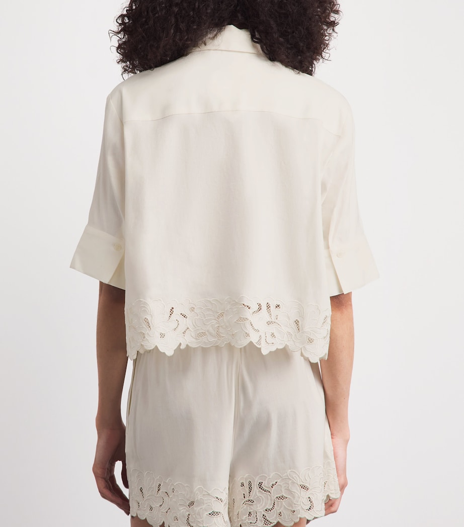 CAMILLA AND MARC Womens Linen-Blend Chara Cropped Shirt Cream Mcrm Image 5