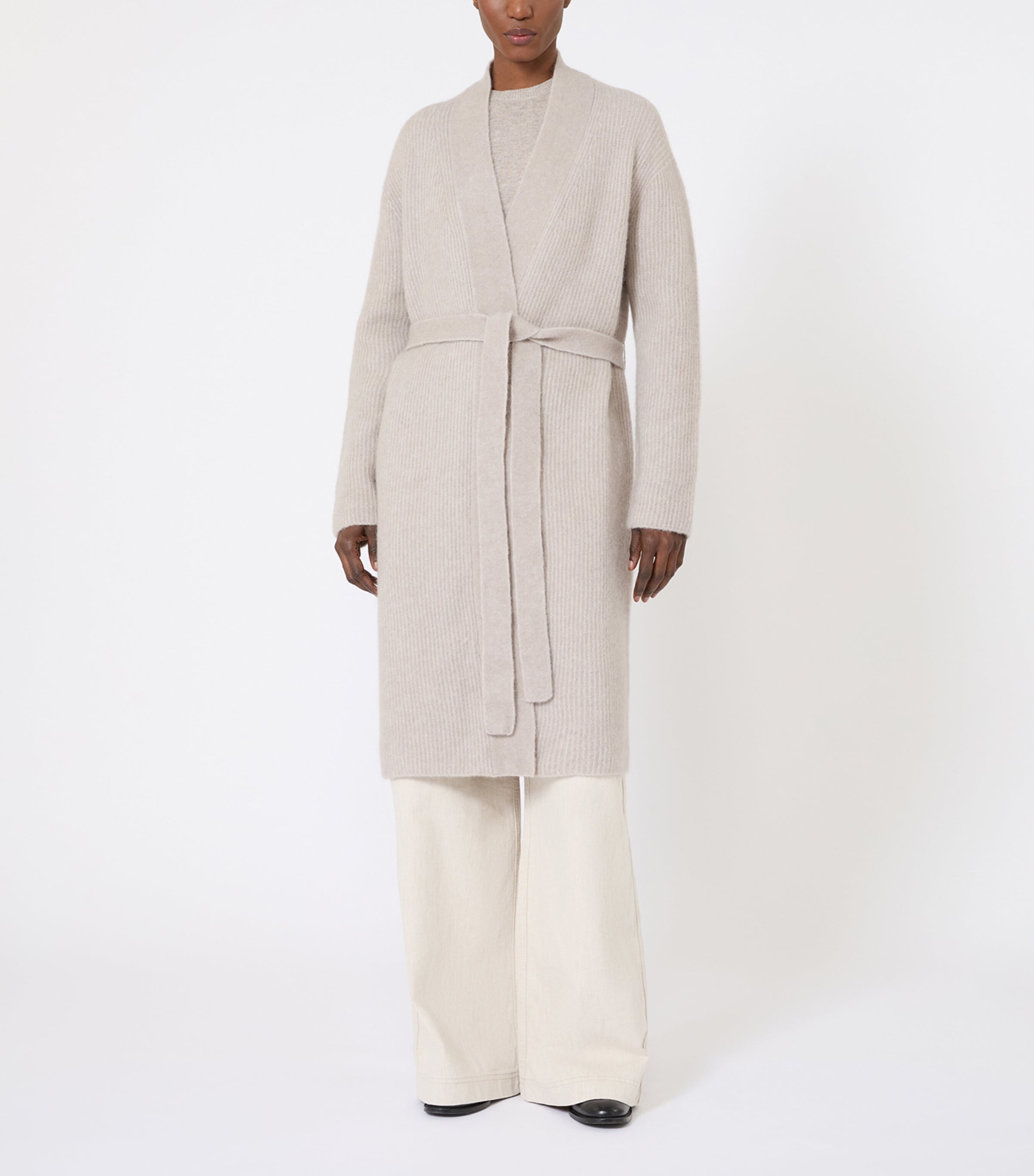 Max Mara Womens Alpaca Wool-Blend Longline Cardigan Sand Image 2