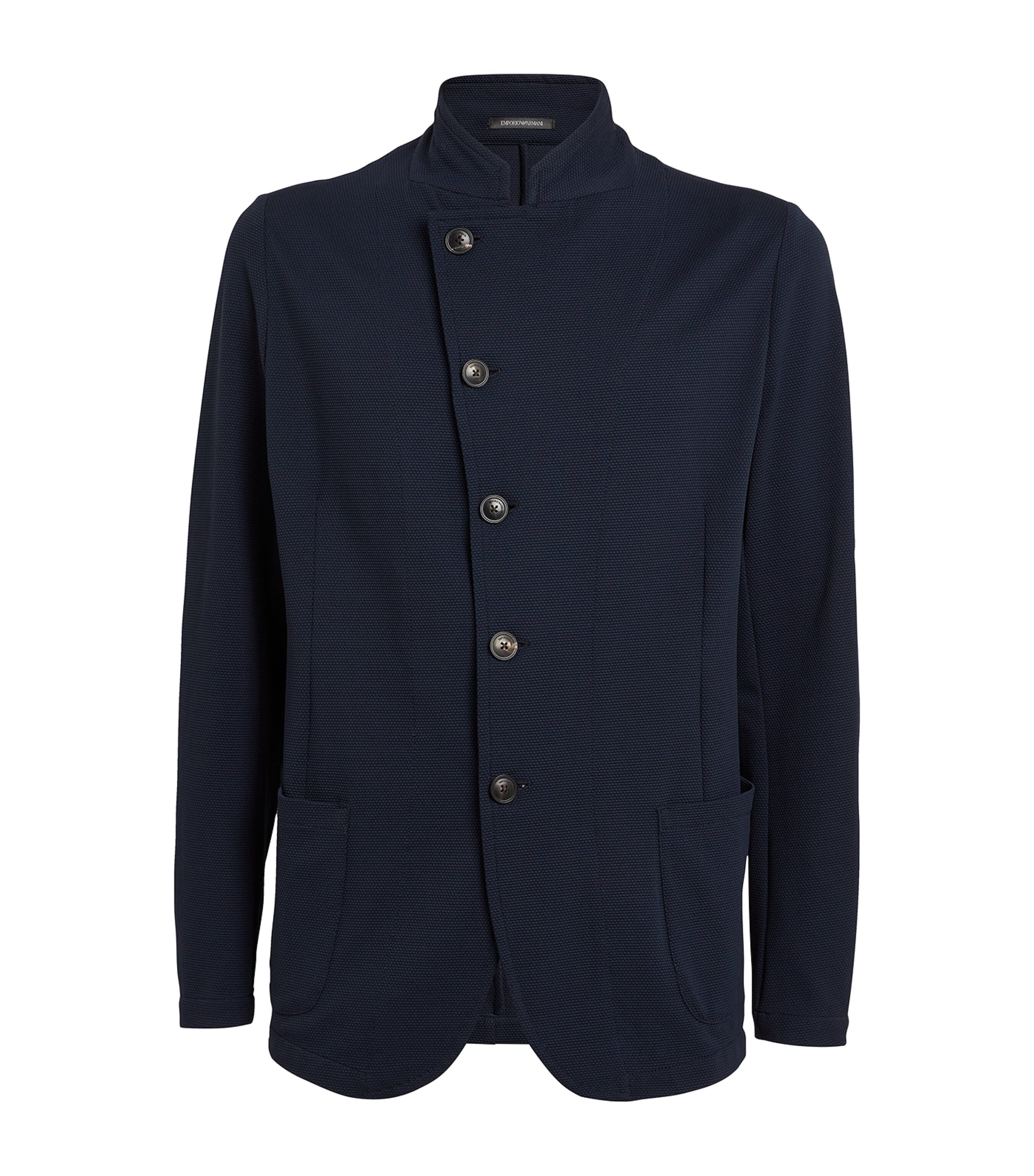 Shop Emporio Armani Nehru-collar Blazer In Blue