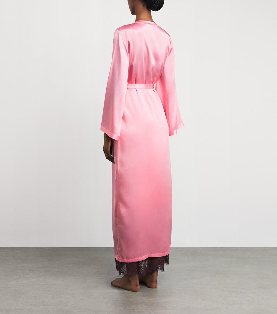 Marjolaine Womens Silk Robe Blush Image 4