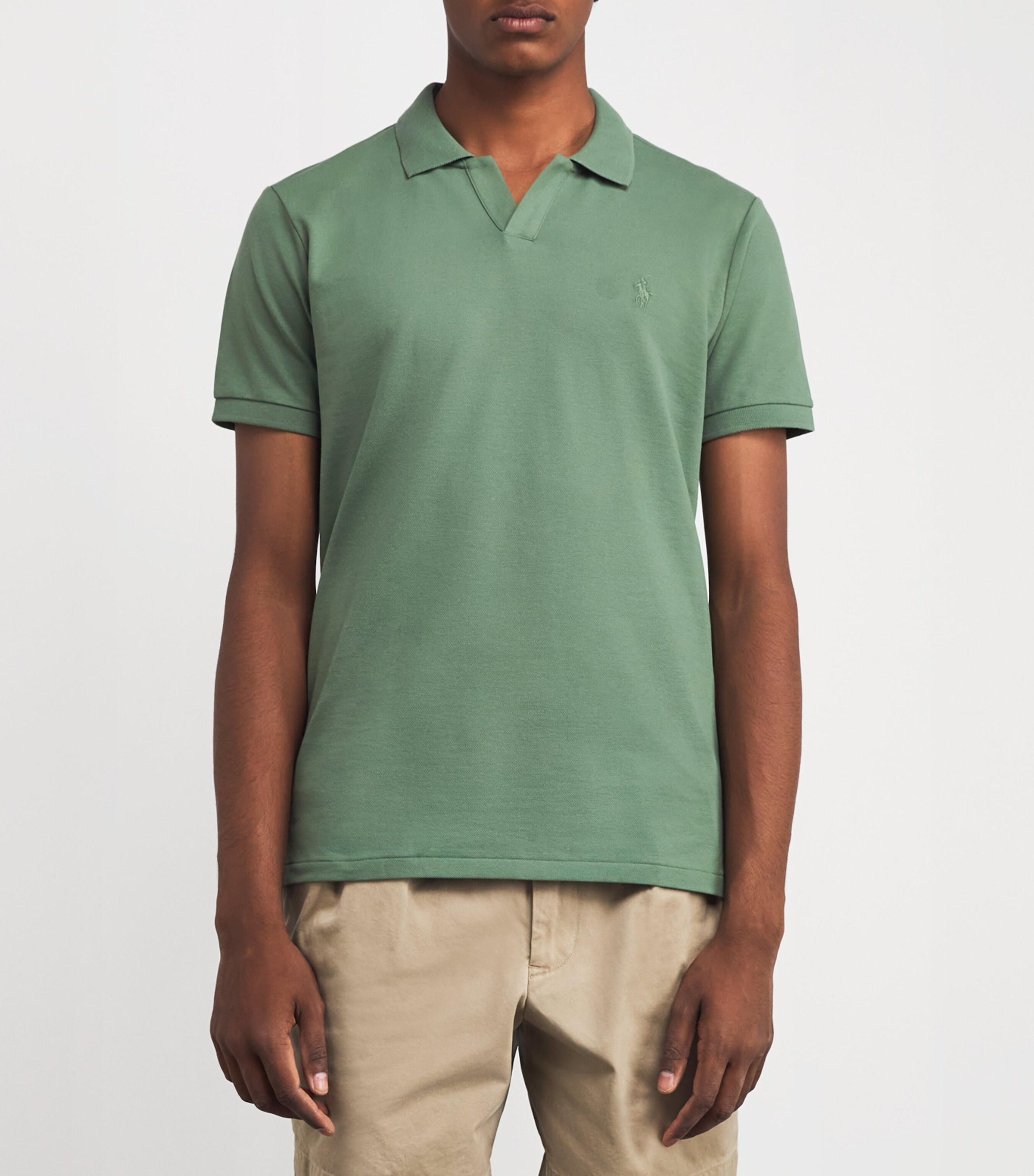 Polo Ralph Lauren Mens Stretch Cotton Custom-Fit Polo Shirt Green Image 3