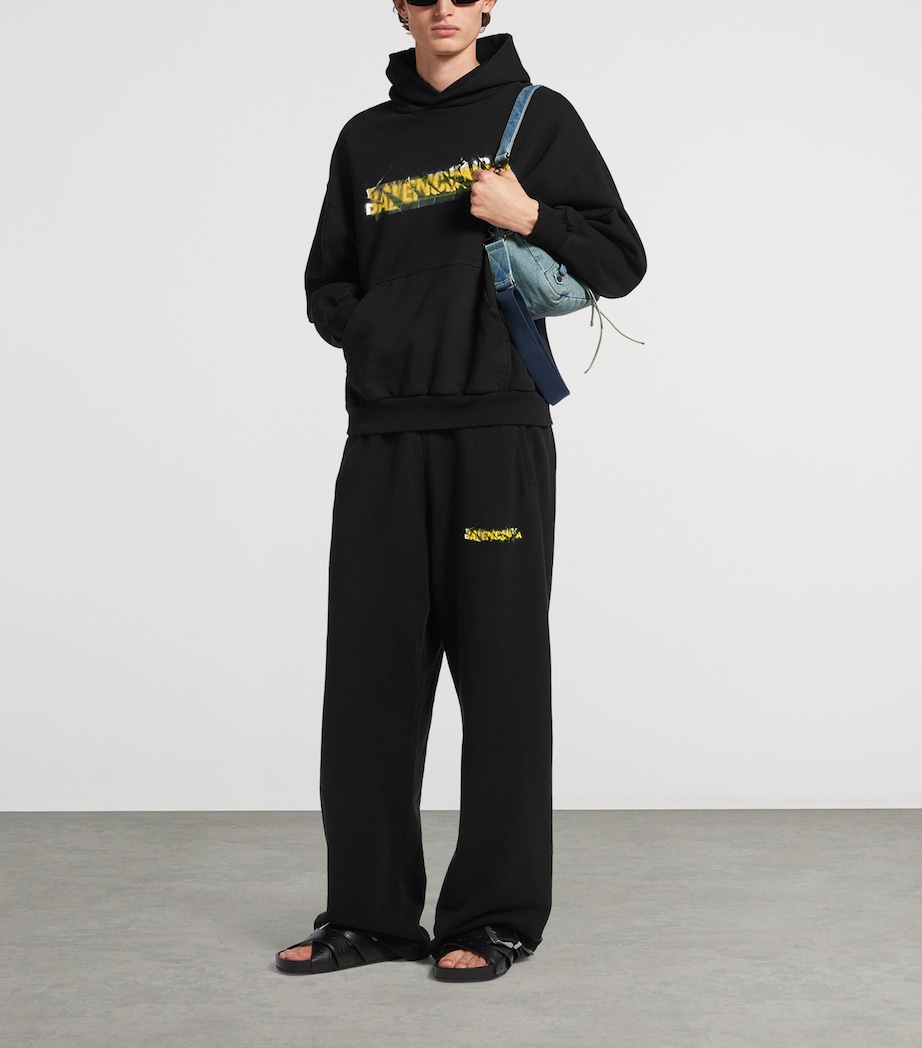 Balenciaga Mens Cotton Messy Spray Logo Sweatpants Image 2
