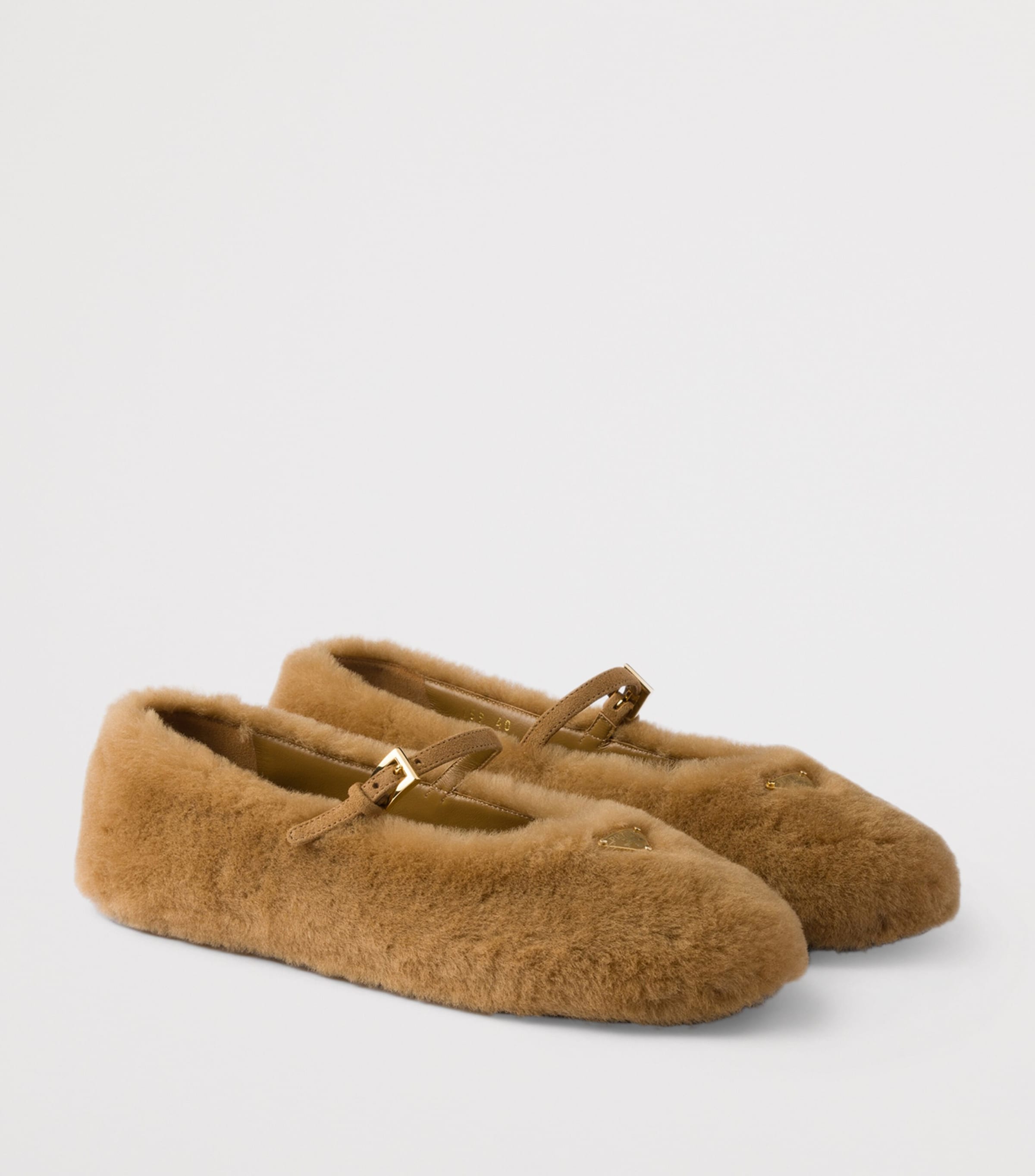 Prada Shearling Ballet Flats Brown Image 2