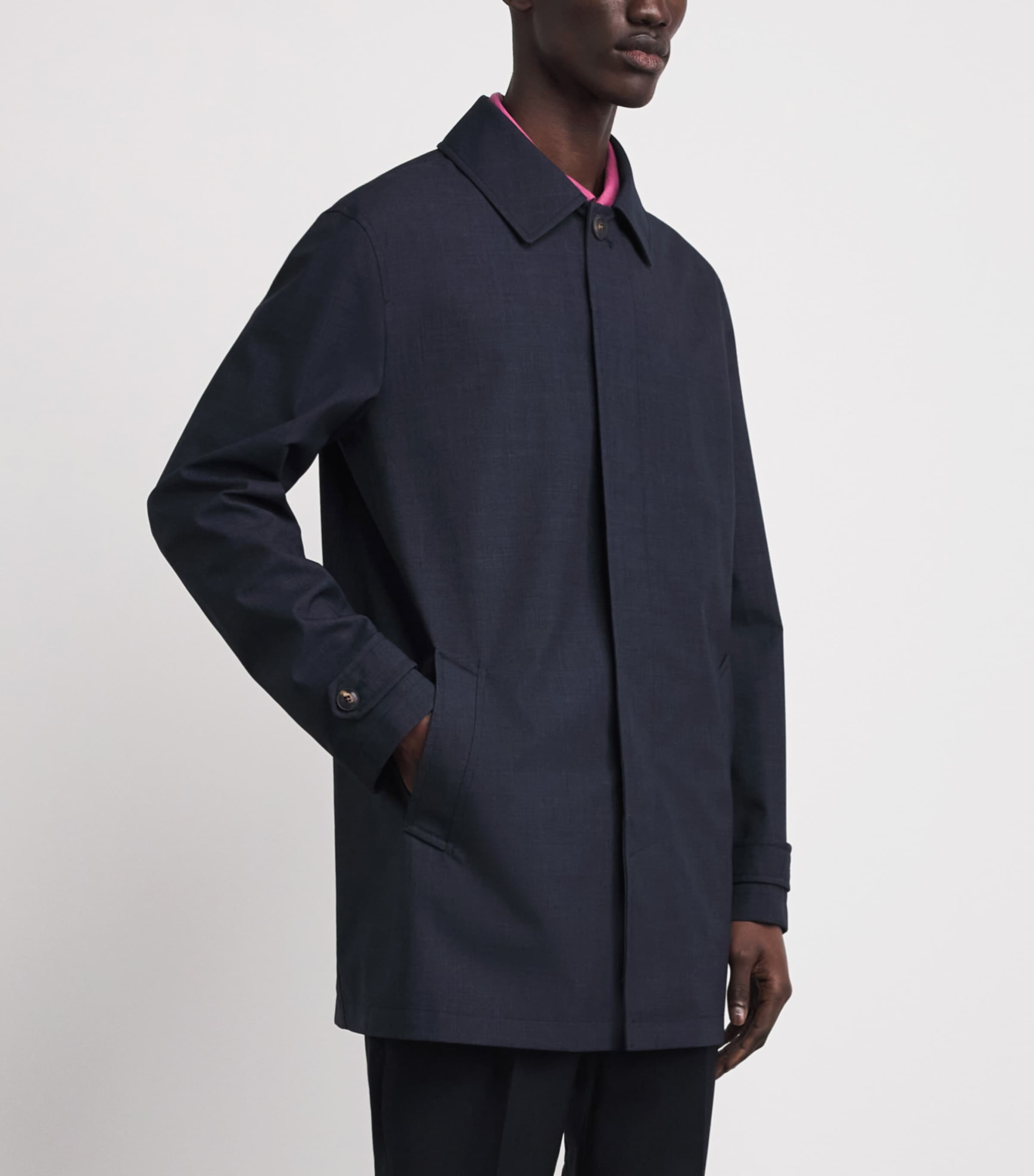 Pal Zileri Mens Water-Repellent Car Coat Blue Navy Image 4