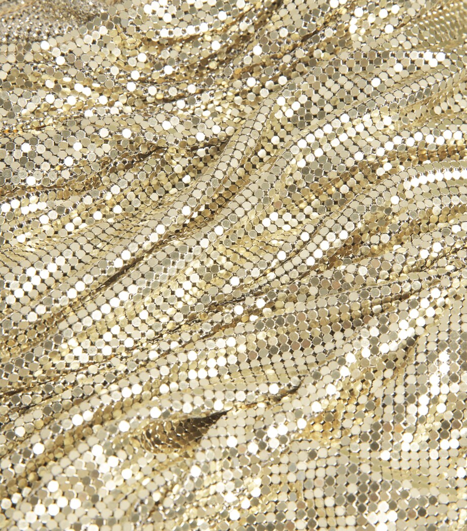 Rabanne Womens Chainmail Cape-Detail Gown Light Gold Image 6