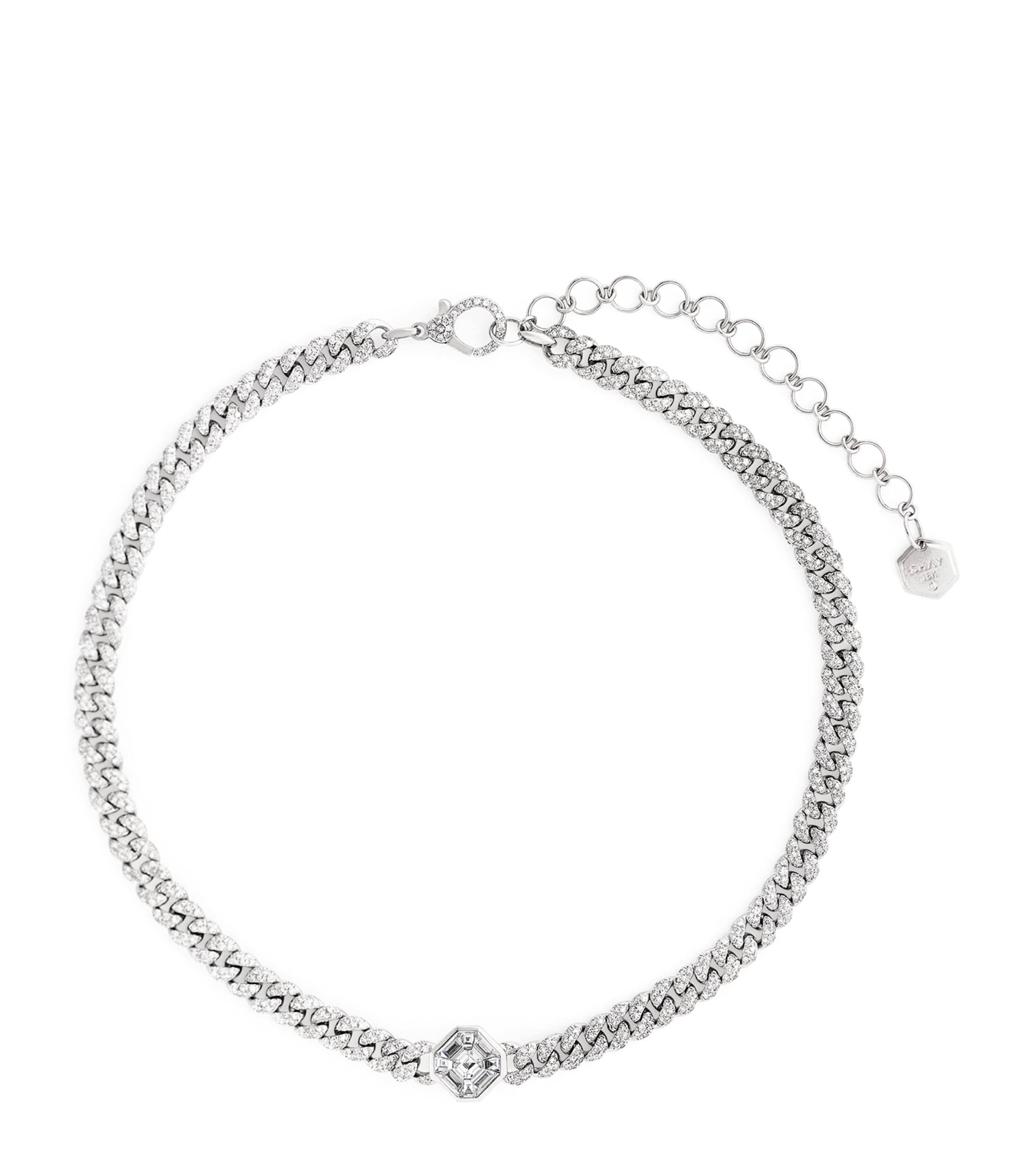 Shay White Gold And Diamond Radiant Illusion Choker In Metallic