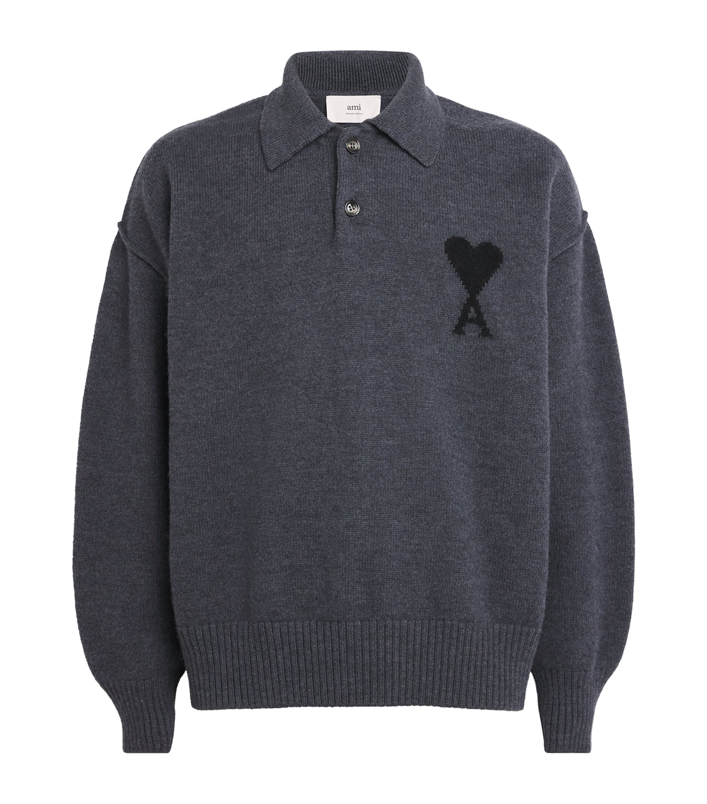 AMI Paris Wool Ami de Coeur Polo Sweater | Men New In | Mens Clothing | Men Bestsellers | Clothing | Men Clothing | Knitwear | Jumpers | Designers | Ami Paris