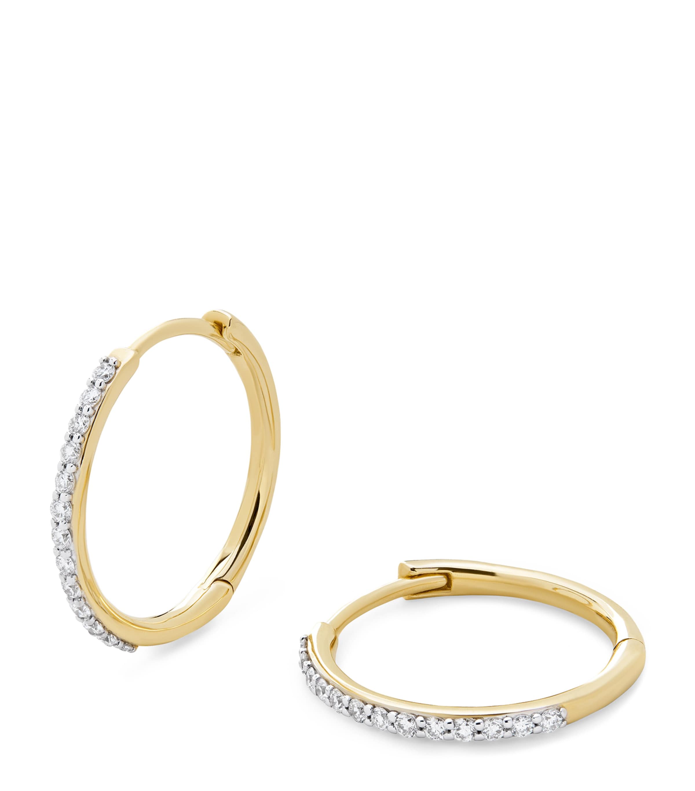 Monica Vinader Yellow Gold and Diamond Hoop Earrings Solid Gold Image 1