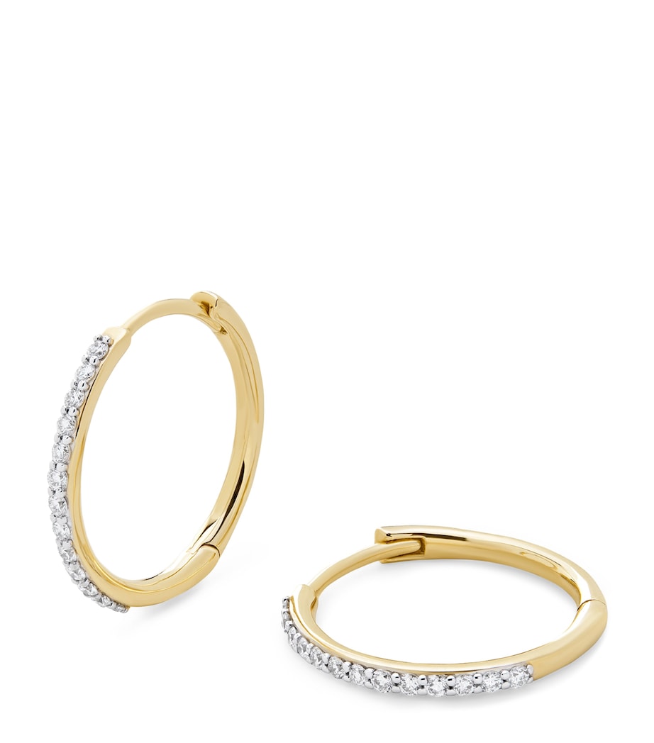 Monica Vinader Yellow Gold and Diamond Hoop Earrings Solid Gold Image 1