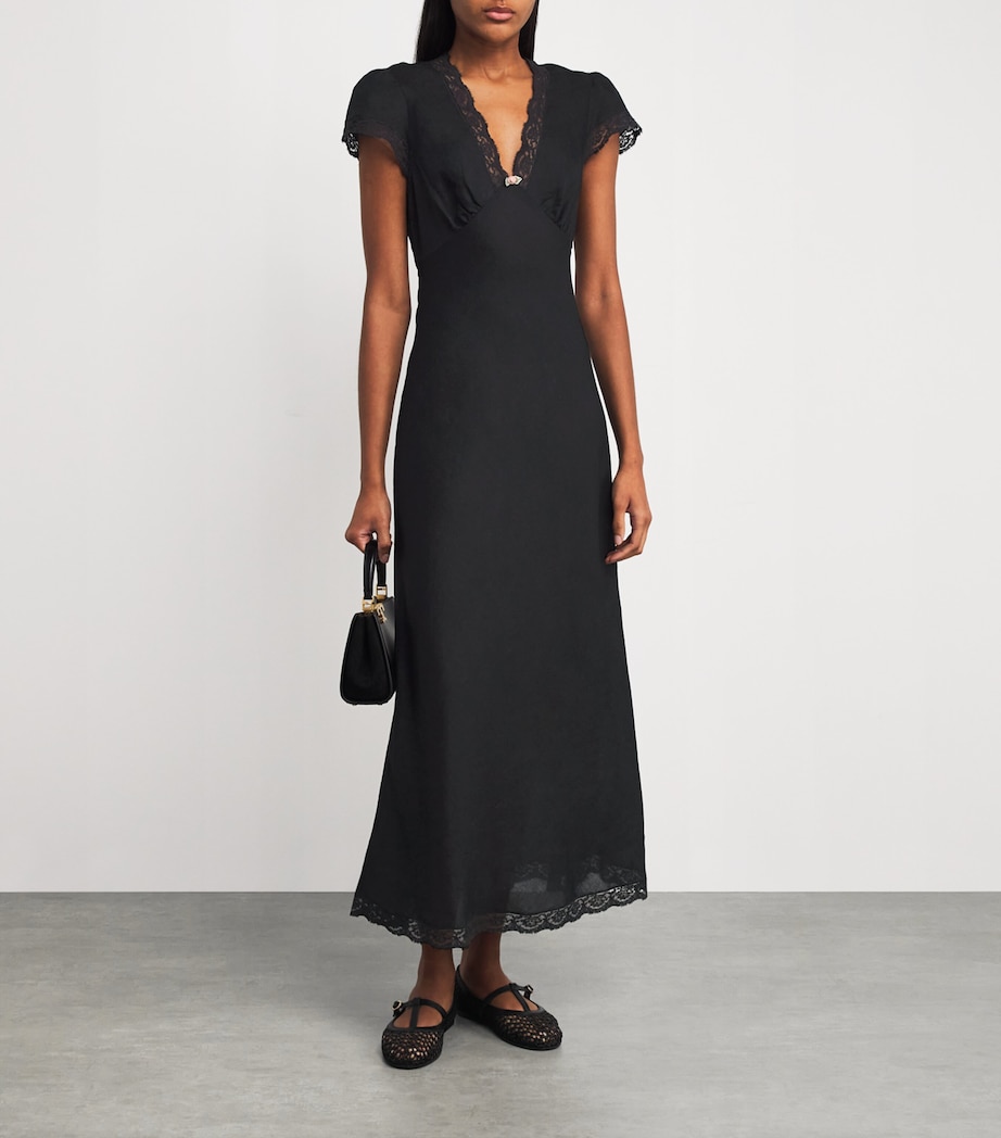 Clarice V-Neck Midi Dress BLACK Image 2