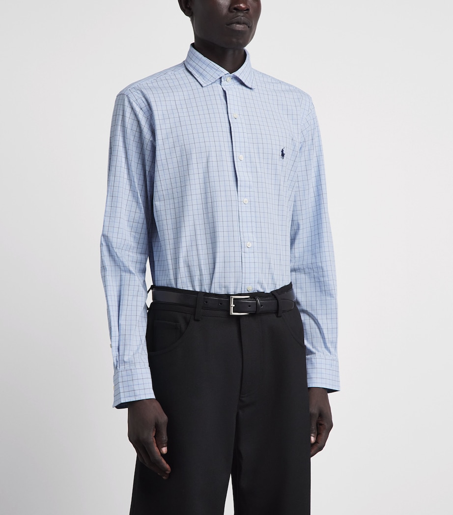 Polo Ralph Lauren Mens Stretch-Cotton Check Custom Fit Shirt Blue Multi Image 4