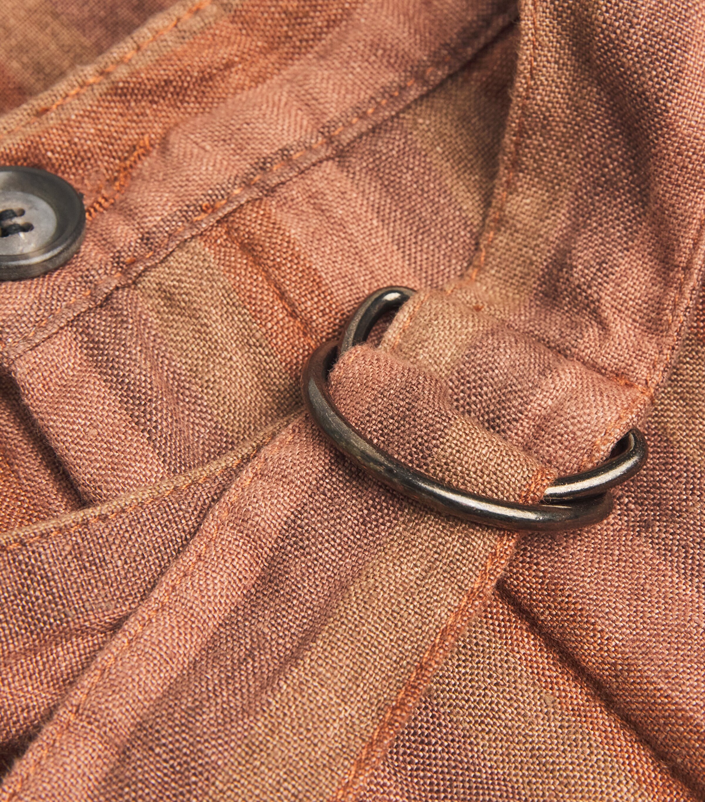 Oliver Spencer Mens Linen Stripe Garrison Shorts Terracotta Image 5