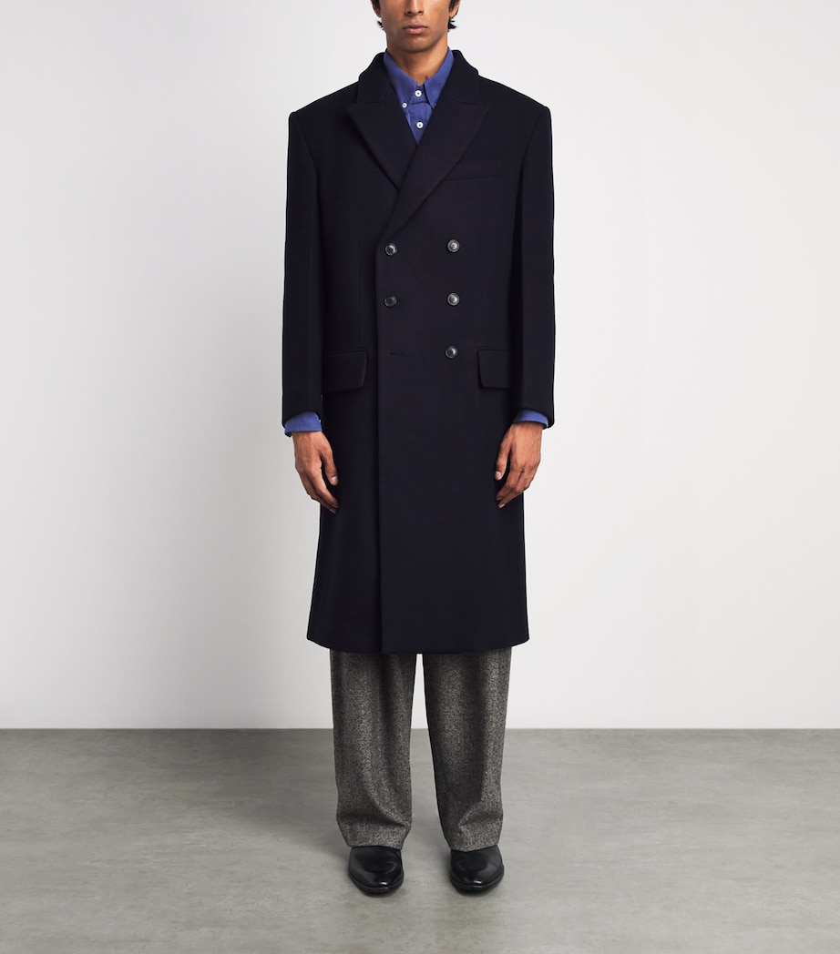System Mens Wool-Cashmere Double-Breasted Coat Dark Navy Image 4