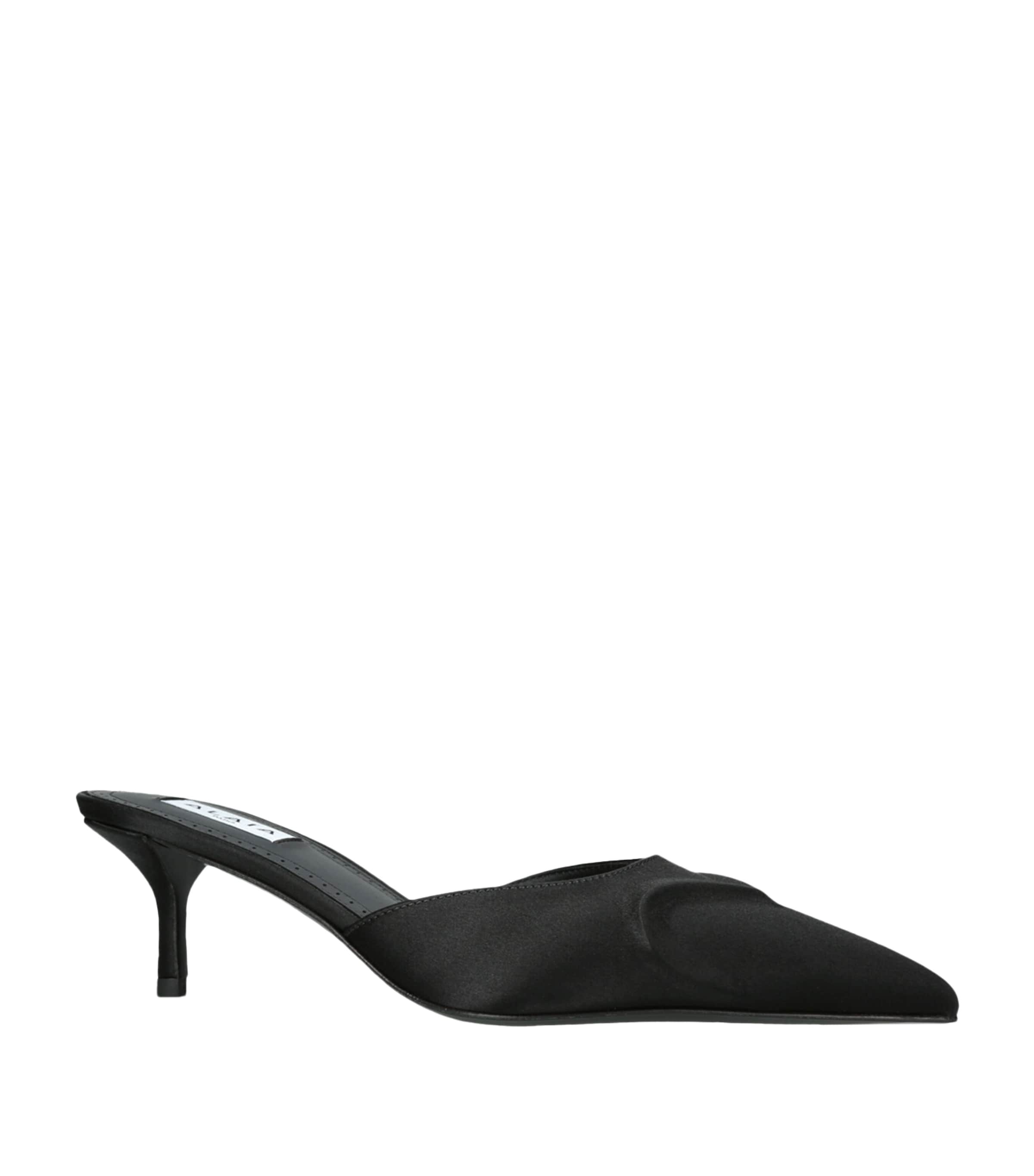 Satin Heeled Mules 55 BLACK Image 1