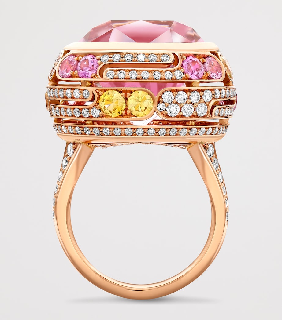 Boodles Platinum, Diamond and Morganite Play of Light Ring Rose Gold Image 3