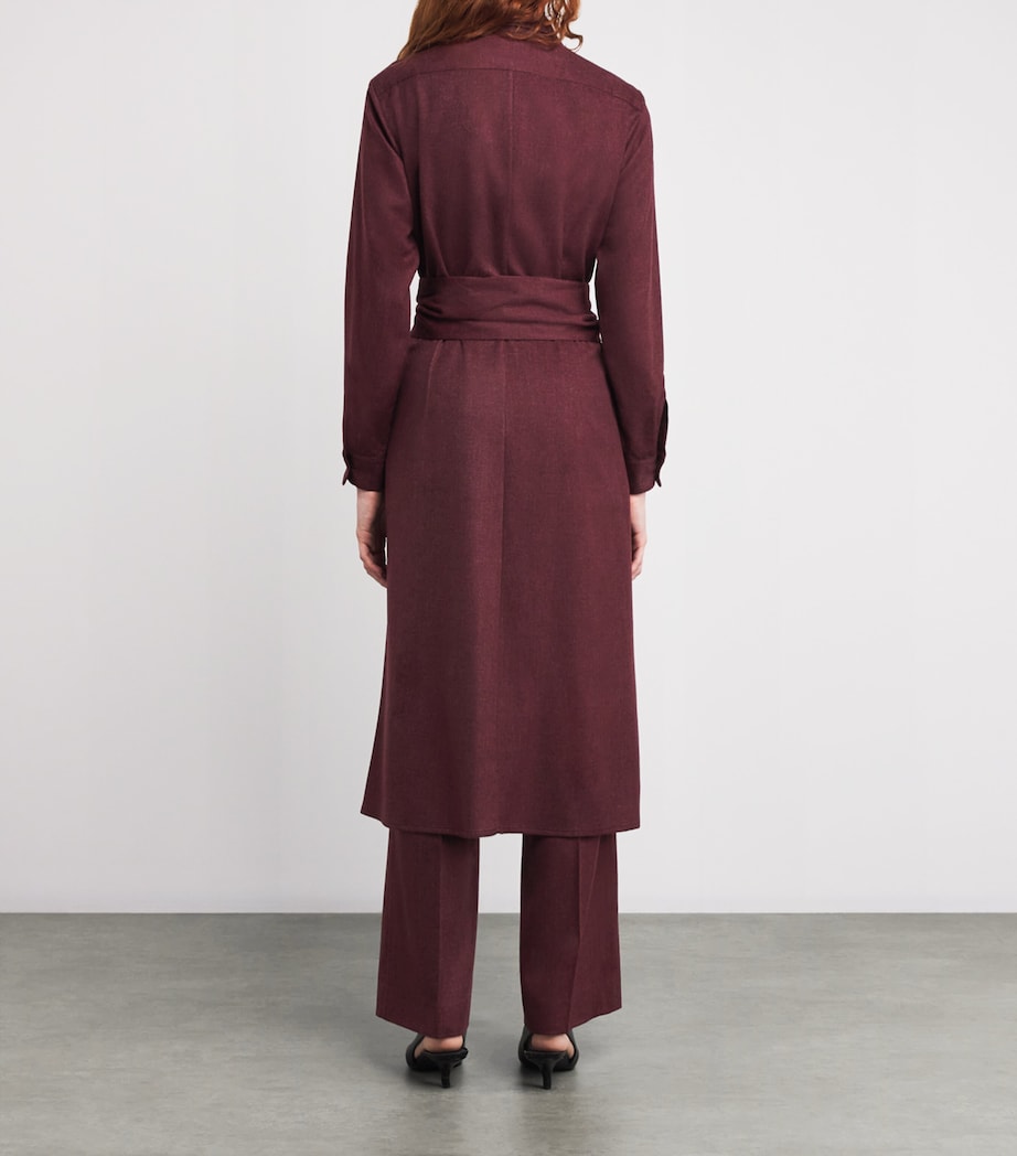 Cashmere Belted Midi Shirt Dress 197 BORDEAUX Image 4