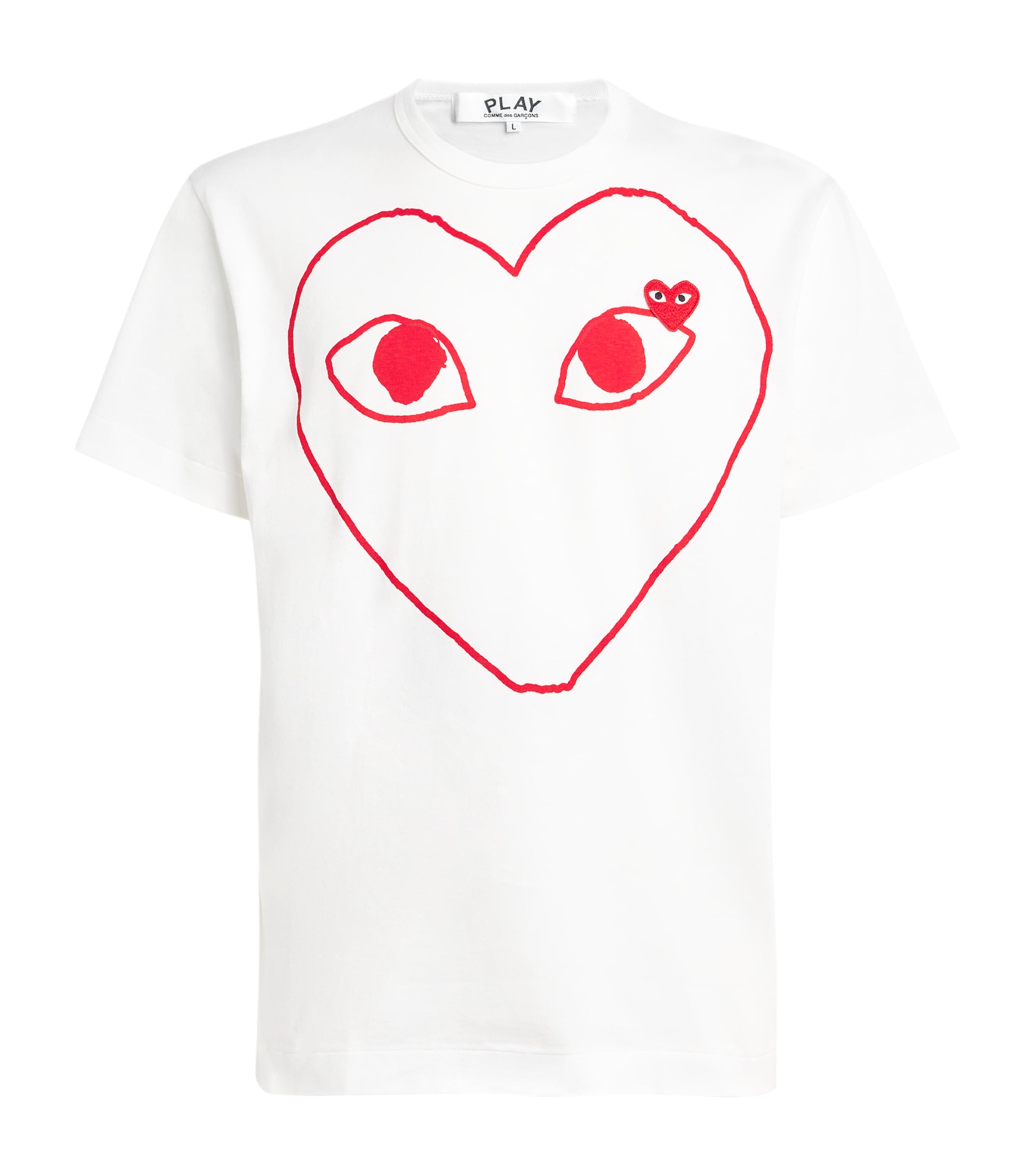 Comme Des Garçons Play Short Sleeve Heart Print T-shirt In White