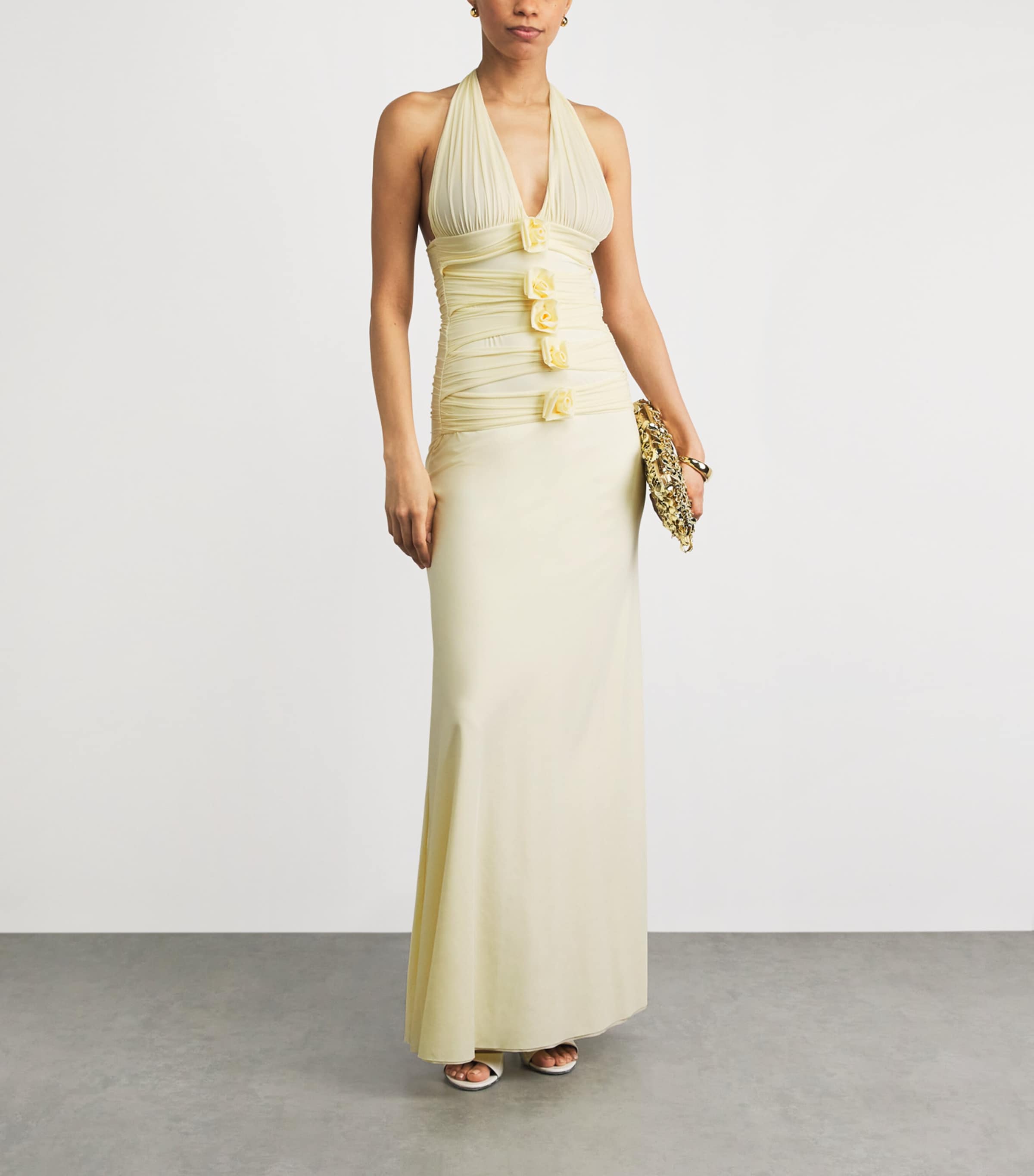 Maygel Coronel Womens Villadiego Plunge Maxi Dress Vanilla Image 2