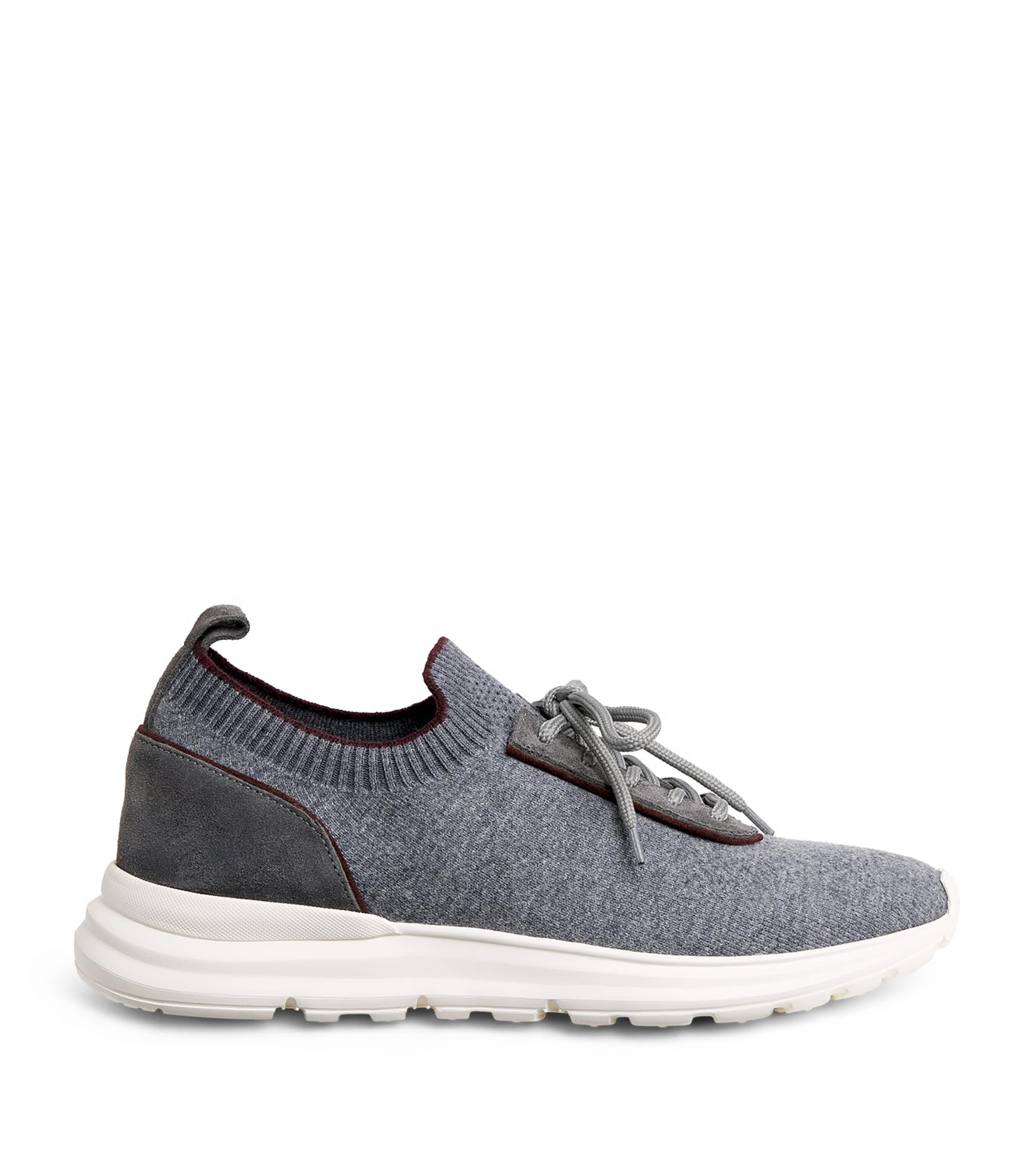 Eleventy Knitted Panel Sneakers In Grey