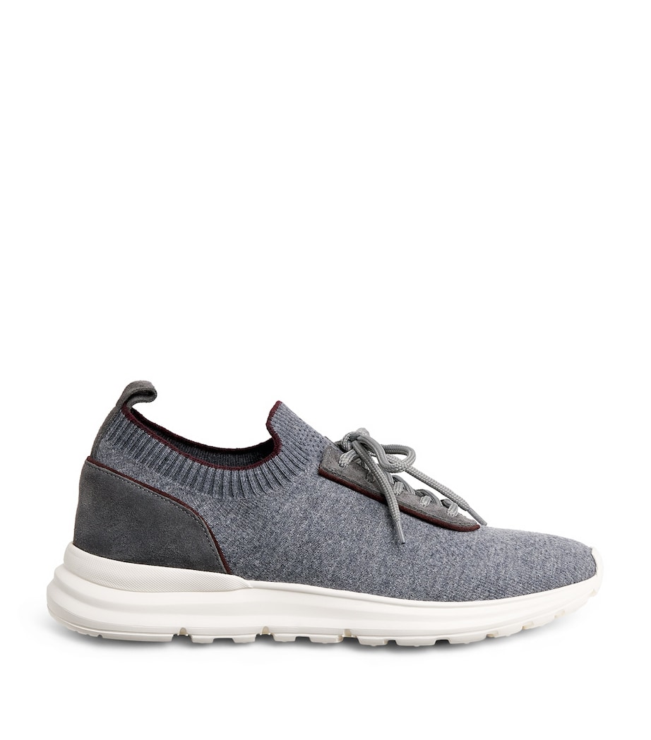 Eleventy Mens Knitted Panel Sneakers Grigio Medio, Bordea Image 1