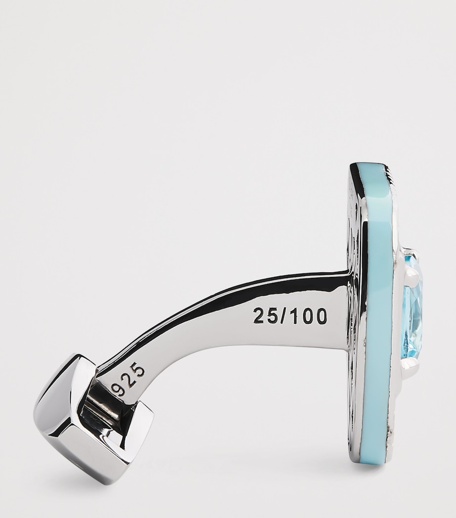 Sterling Silver Reffrato Cufflinks BLUE Image 4
