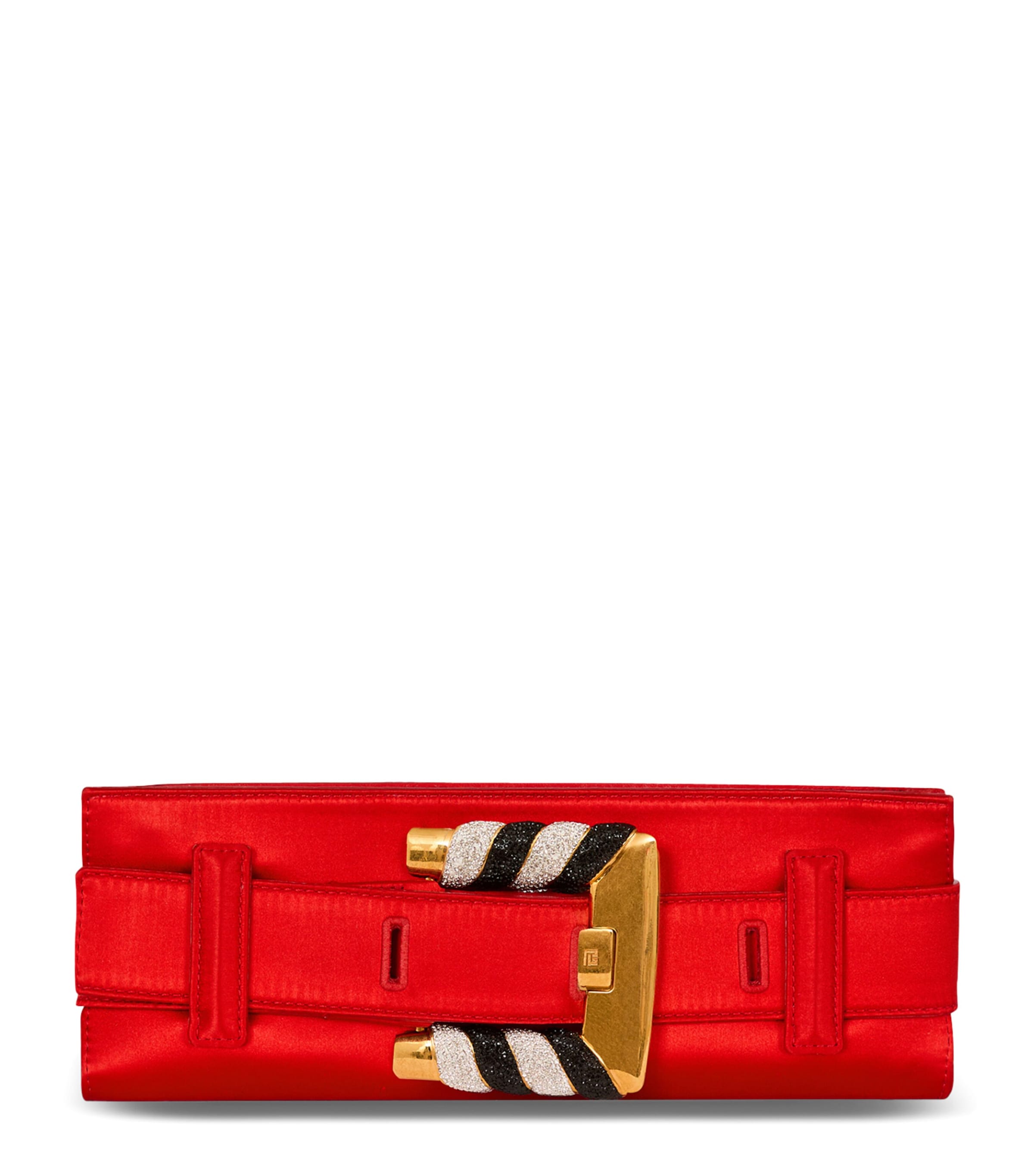 Balmain Satin Anthem Clutch Bag In Red