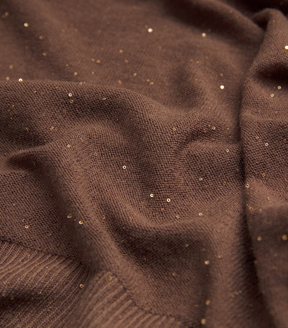 Wool Sequin V-Neck Sweater 1269 EBANO Image 5
