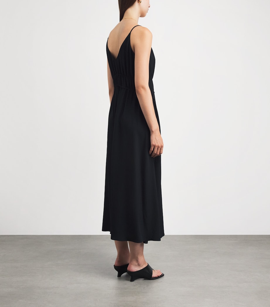 Theory Womens Gathered V-Neck Maxi Dress Black Image 4