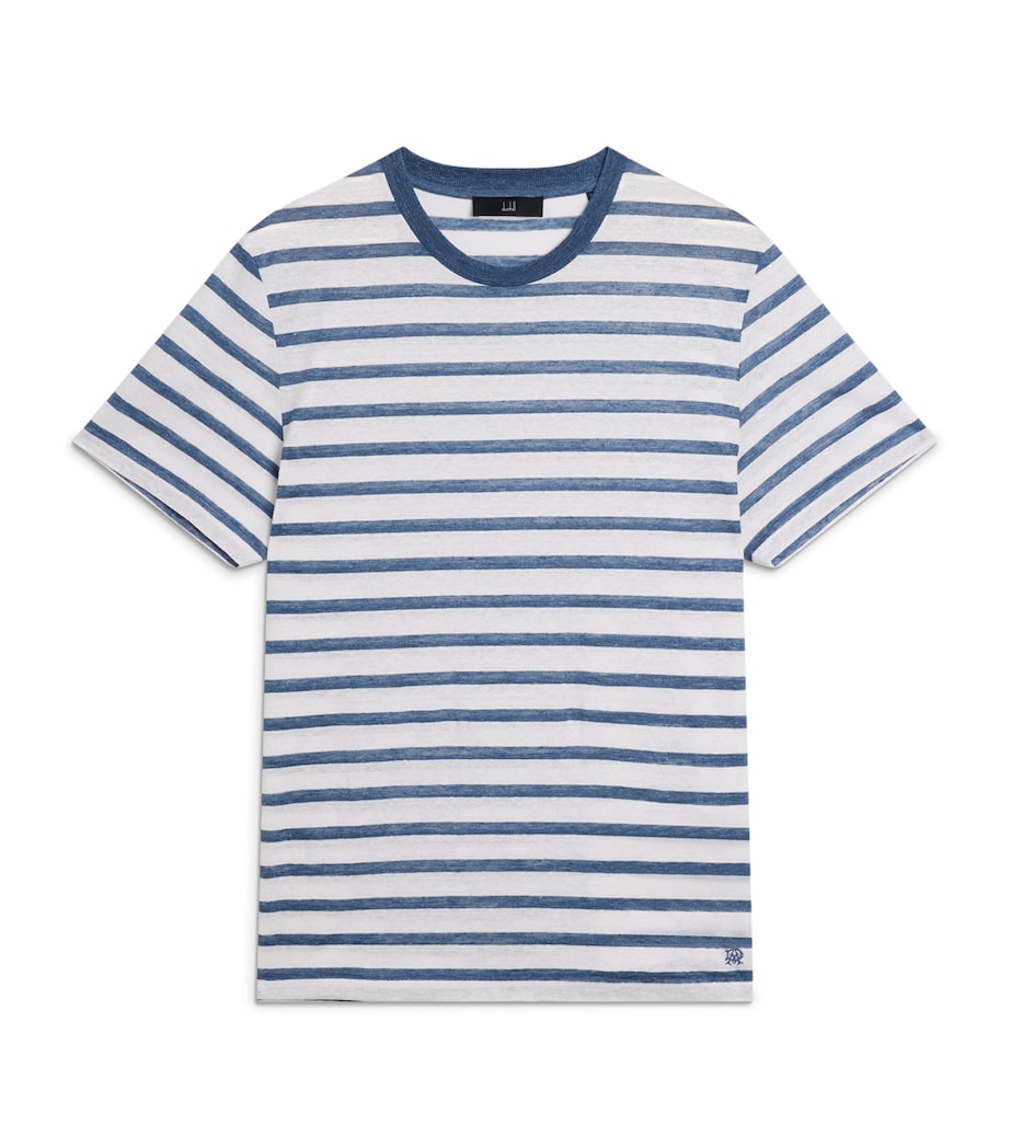 Dunhill Mens Linen-Cotton Stripe T-Shirt Image 1
