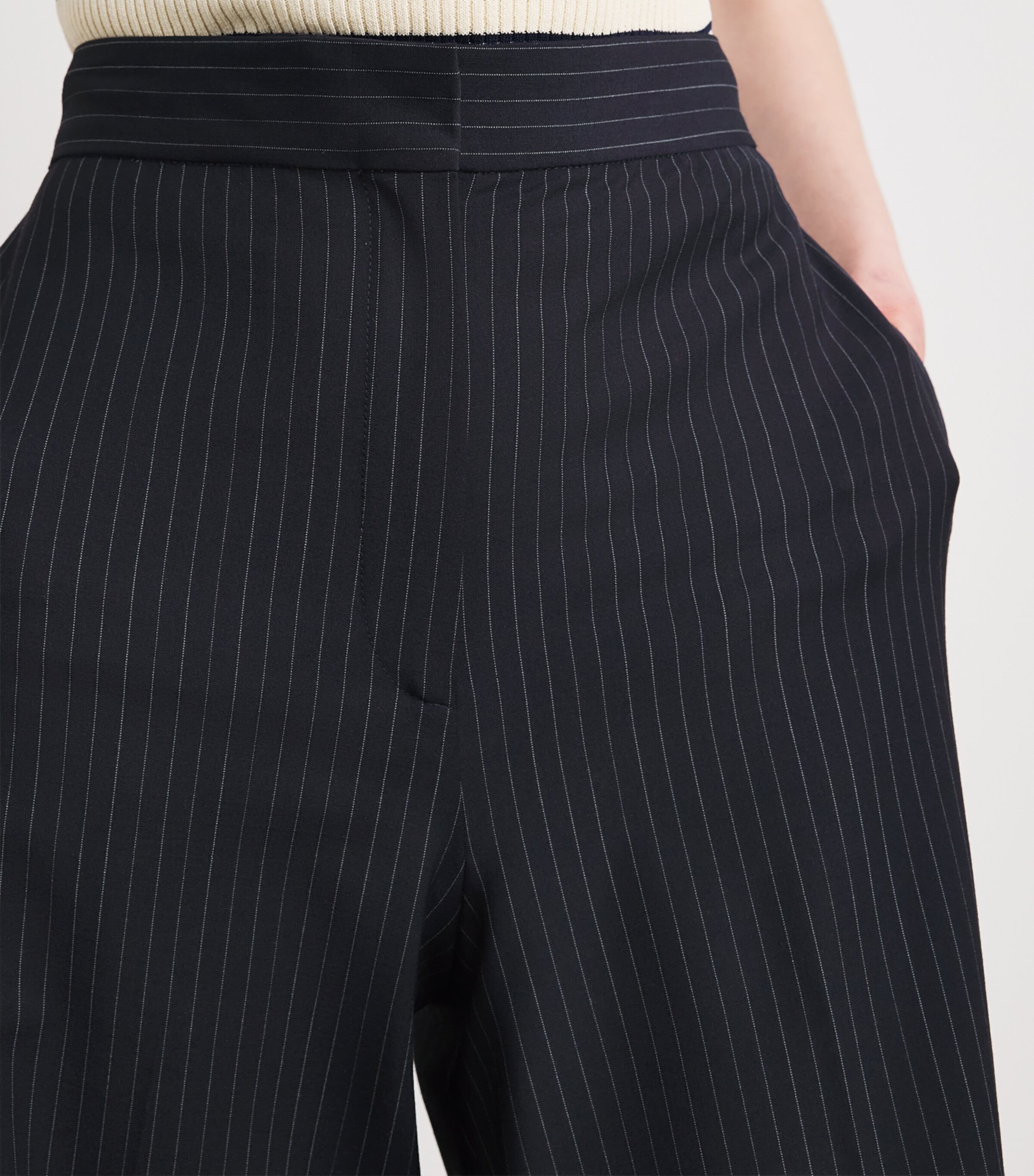 Wool-Blend Stripe Tailored Trousers DUAL-COLOR Image 6