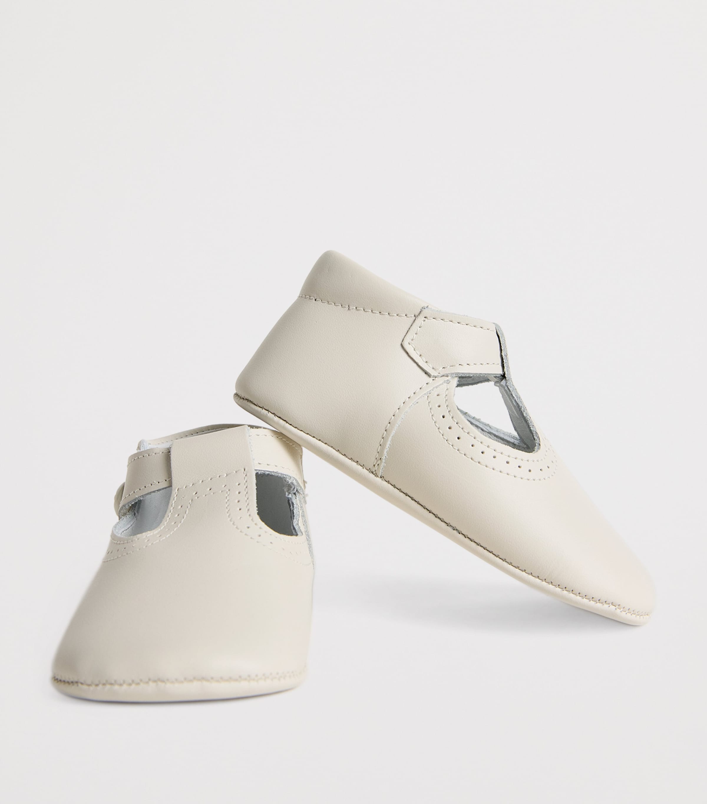 Leather T-Bar Shoes WHITE Image 5