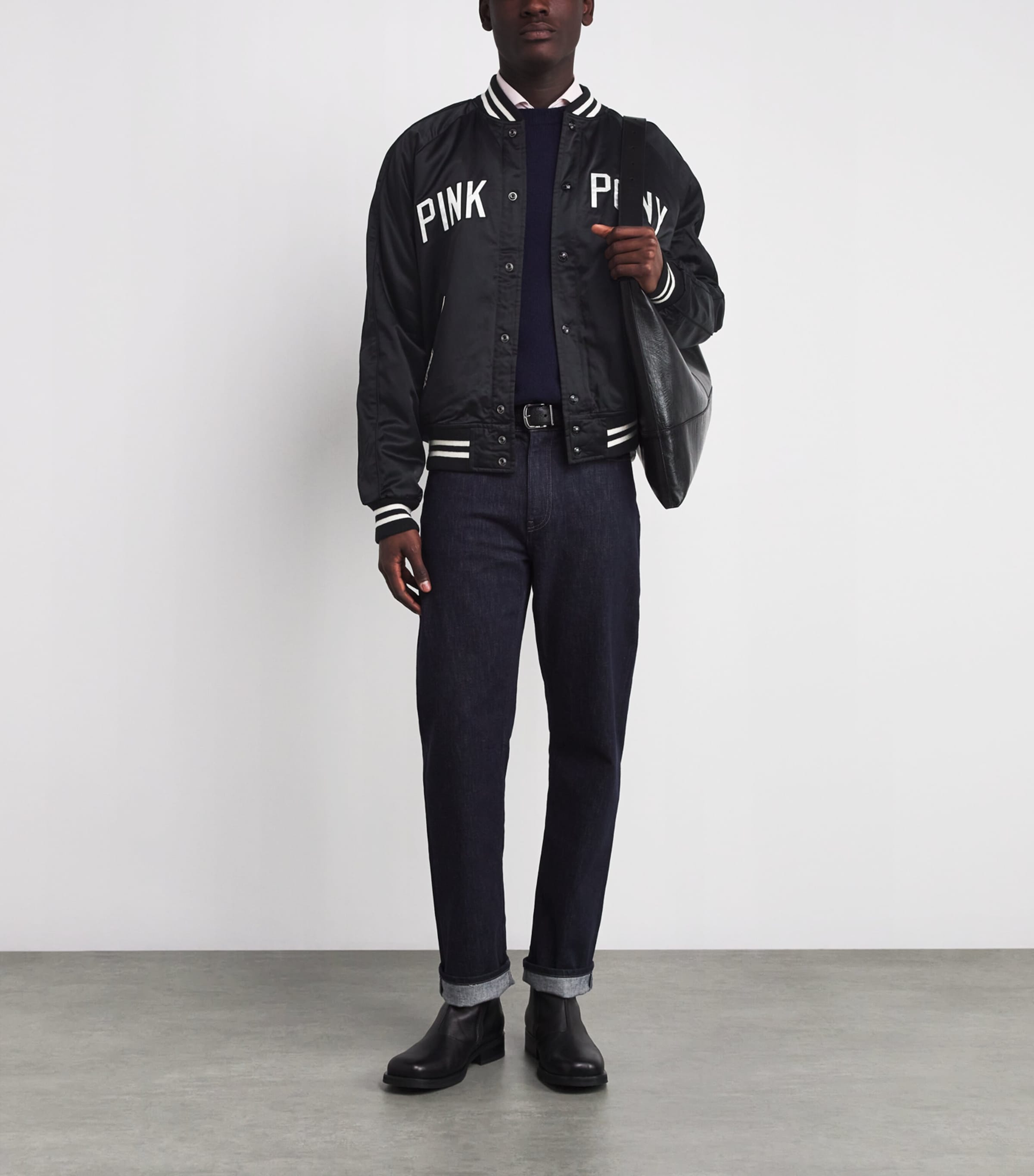 Polo Ralph Lauren Black Satin Pink Pony Baseball Jacket | Harrods US