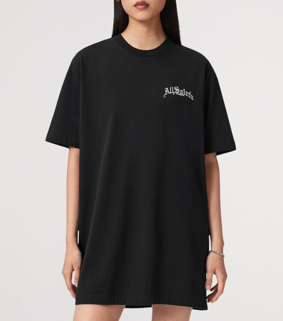 AllSaints Womens Organic Cotton Lisa Mini Dress Washed Black Image 3