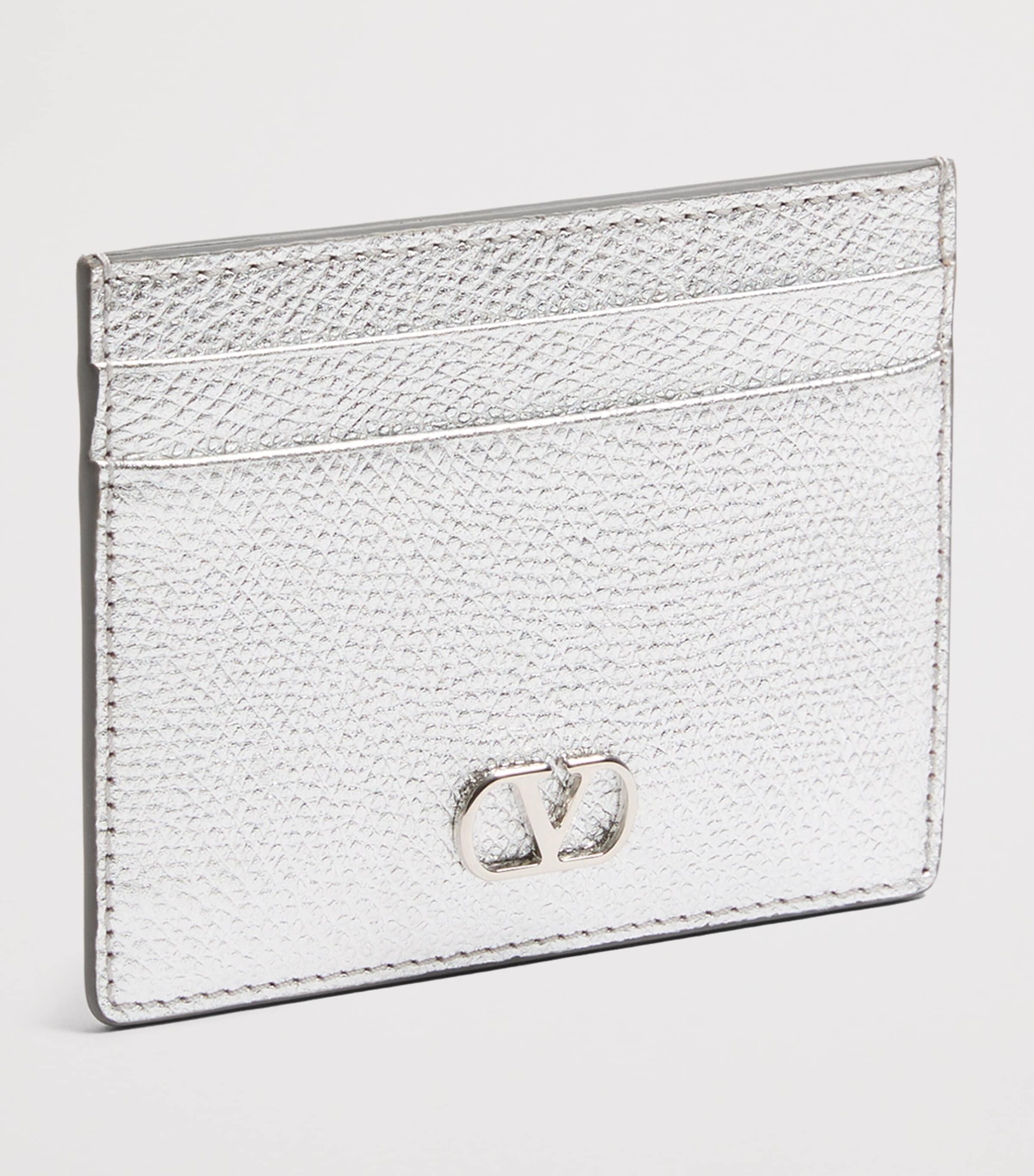 Grained Leather VLogo Signature Card Holder S13 Image 2