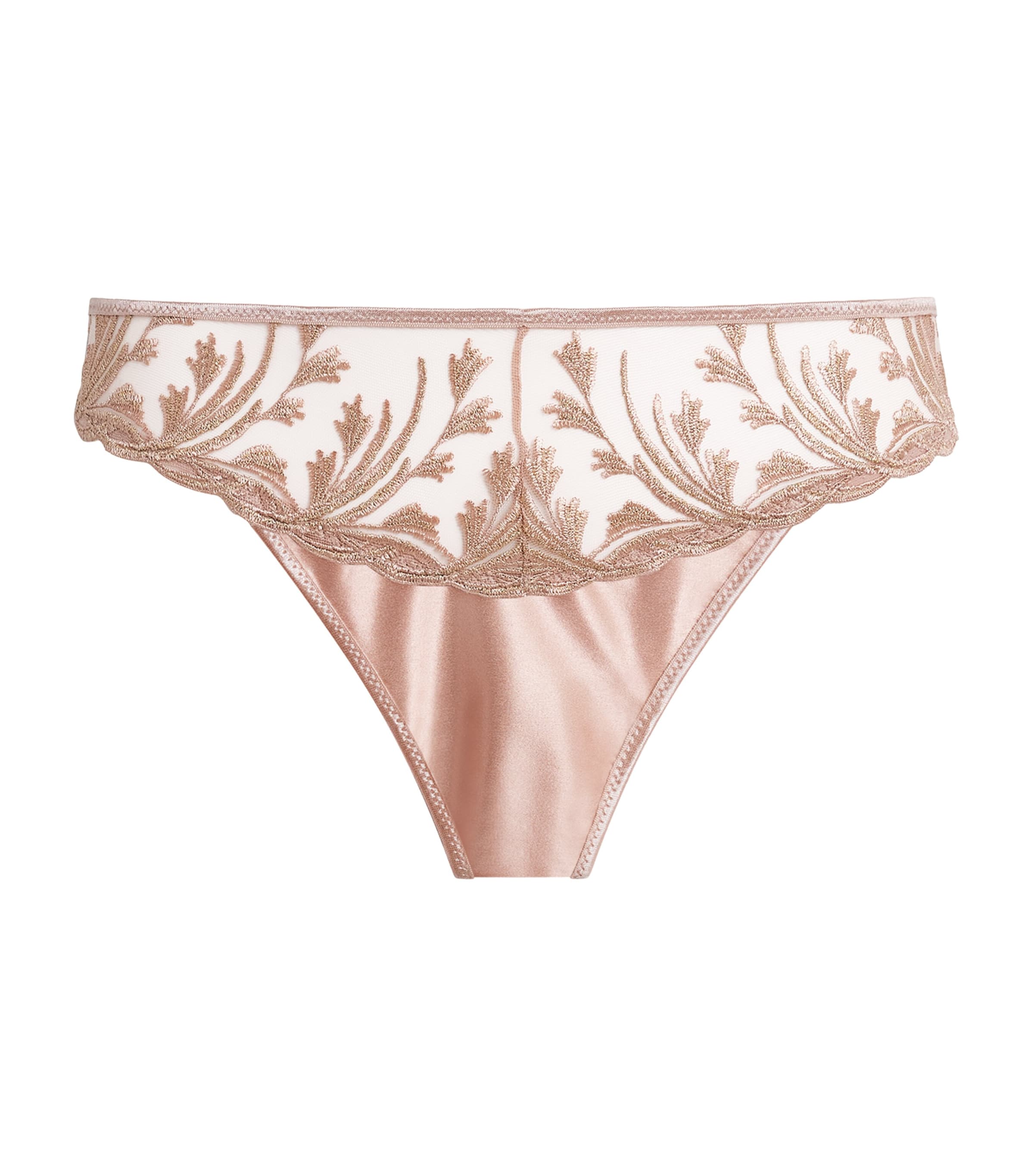 Aubade Womens Lace Cosmic Romance Tanga Sand Rose Image 1