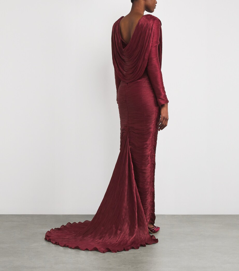 Ruched V-Neck Gown MAROON Image 3