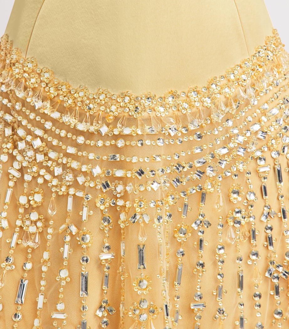 GEORGES HOBEIKA Womens Embellished Strapless Gown Rattan Yellow Image 5