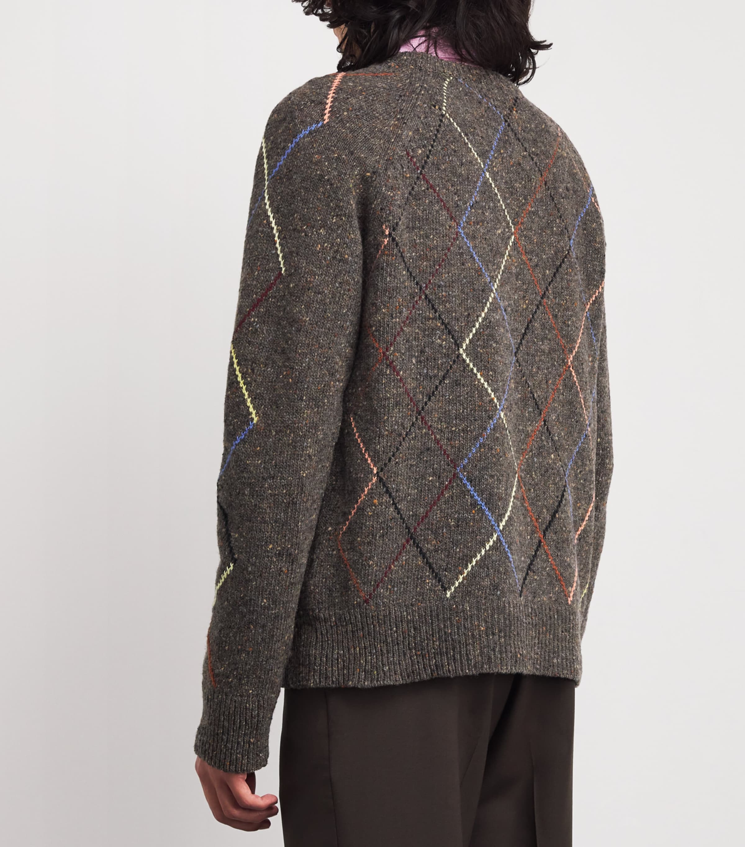 Wool-Cotton Argyle Sweater BROWN-67 Image 4