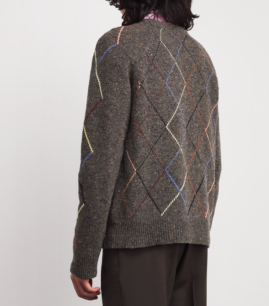 Wool-Cotton Argyle Sweater BROWN-67 Image 4